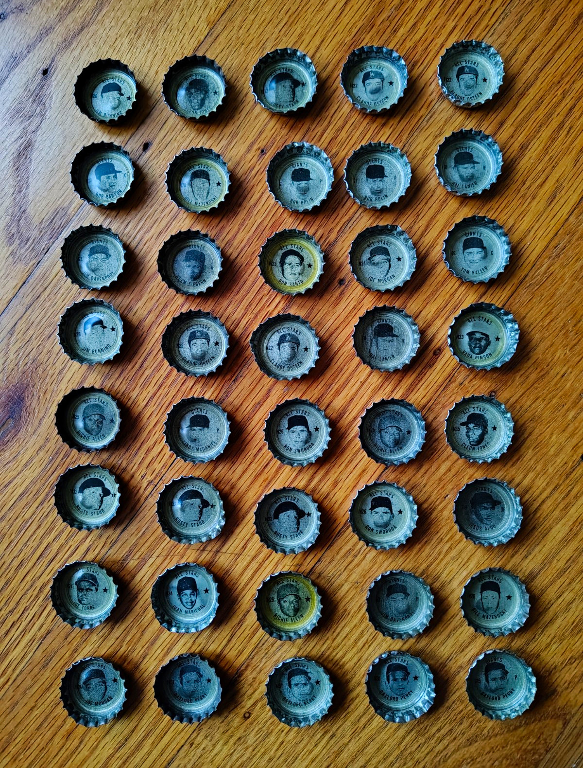 Coca-Cola Vintage 1967 Baseball Bottle Cap Lot, Soda Advertising (40 caps).