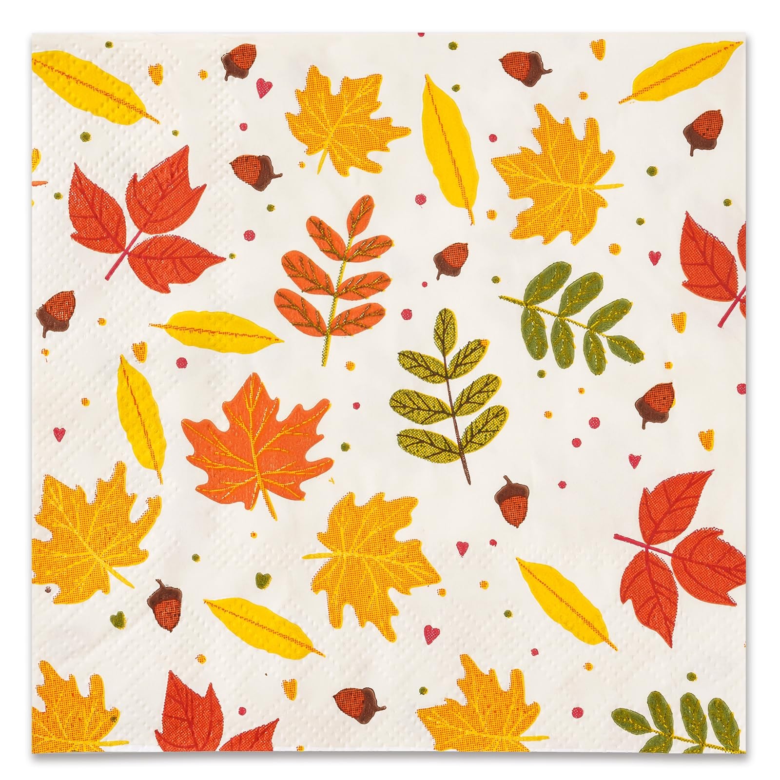 100 PCS Fall Cocktail Napkins, 3-Ply Paper Napkins with Maple Leaf & Acorn