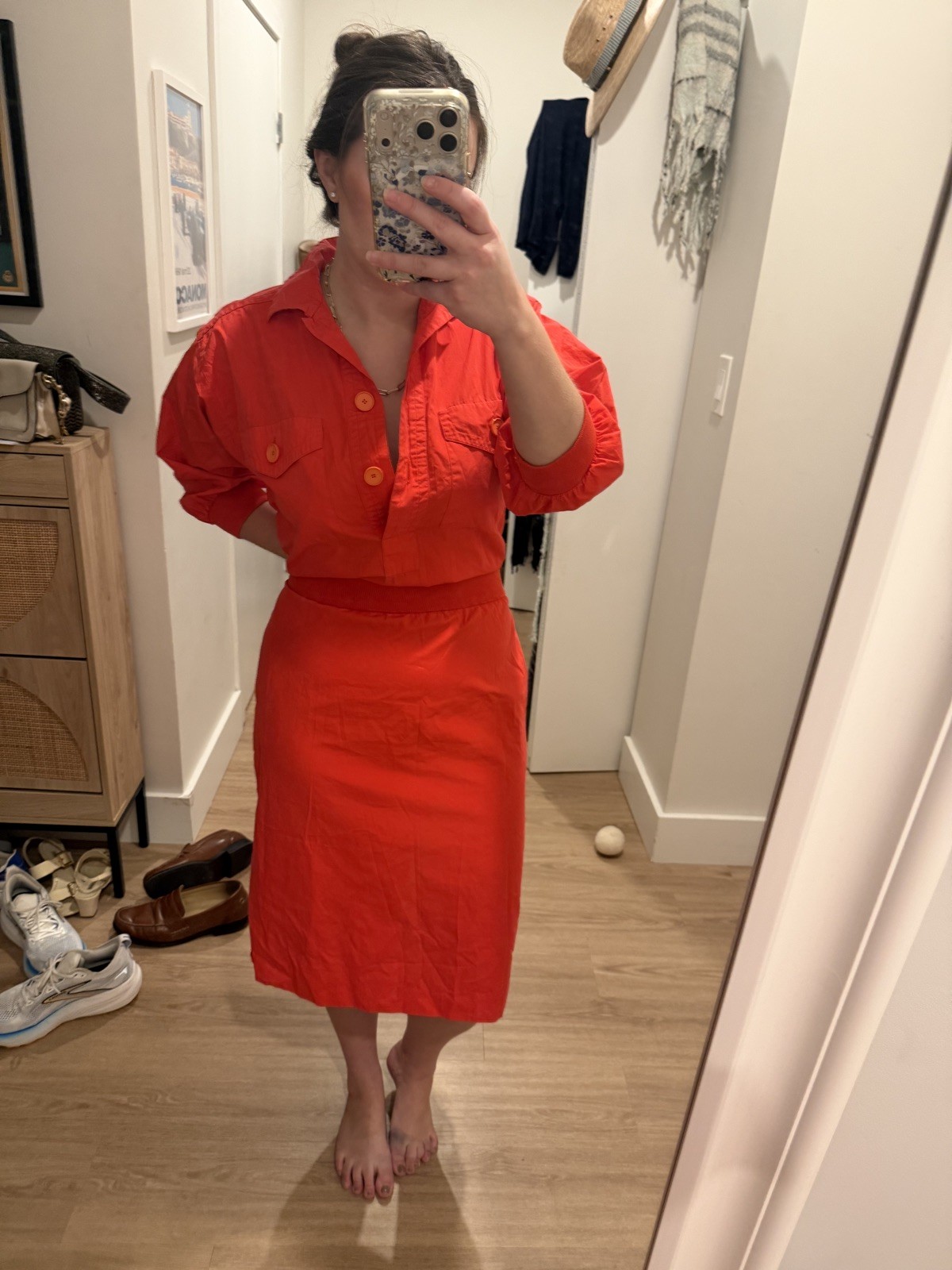 Akris womens Size EU 38/ US 6 (fits like L)  3/4 Sleeve red Midi Dress Chic