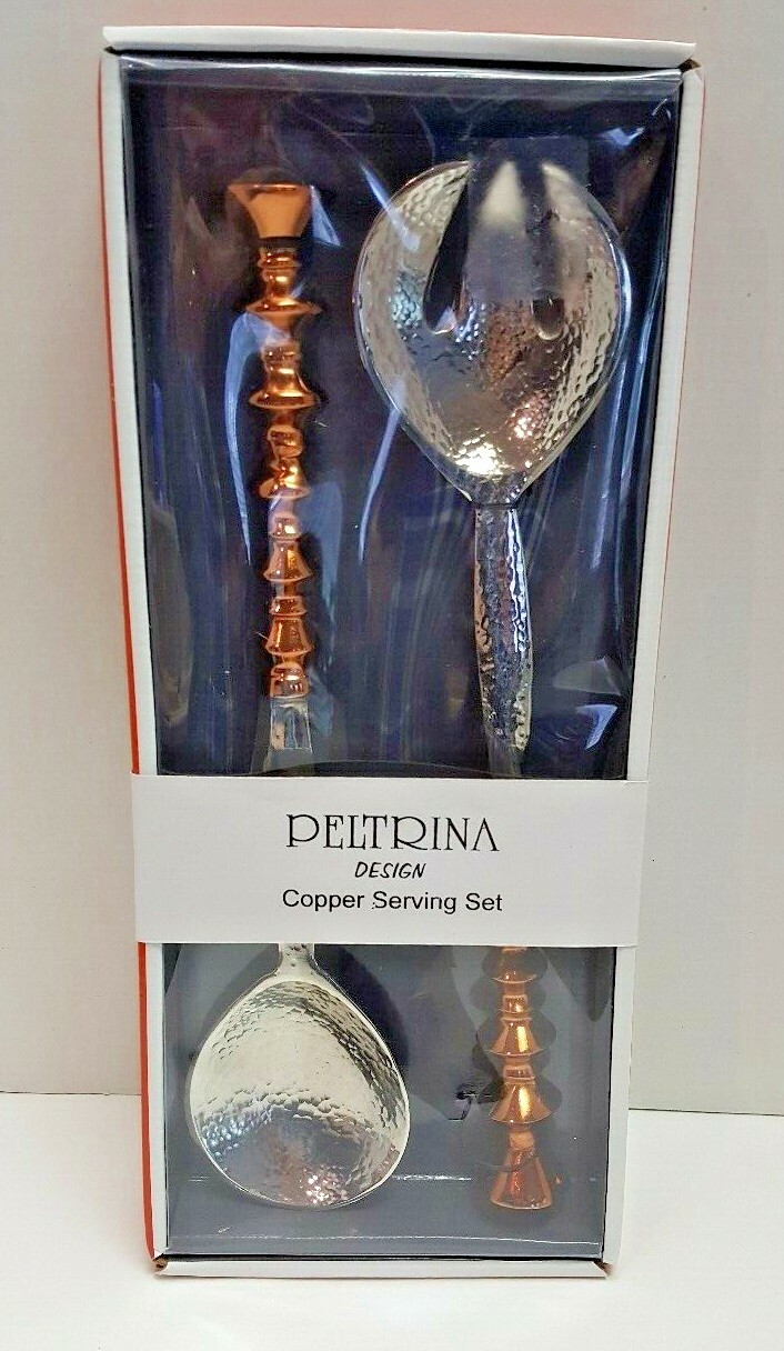 New Peltrina Design Copper Serving Set hammered rustic beautiful