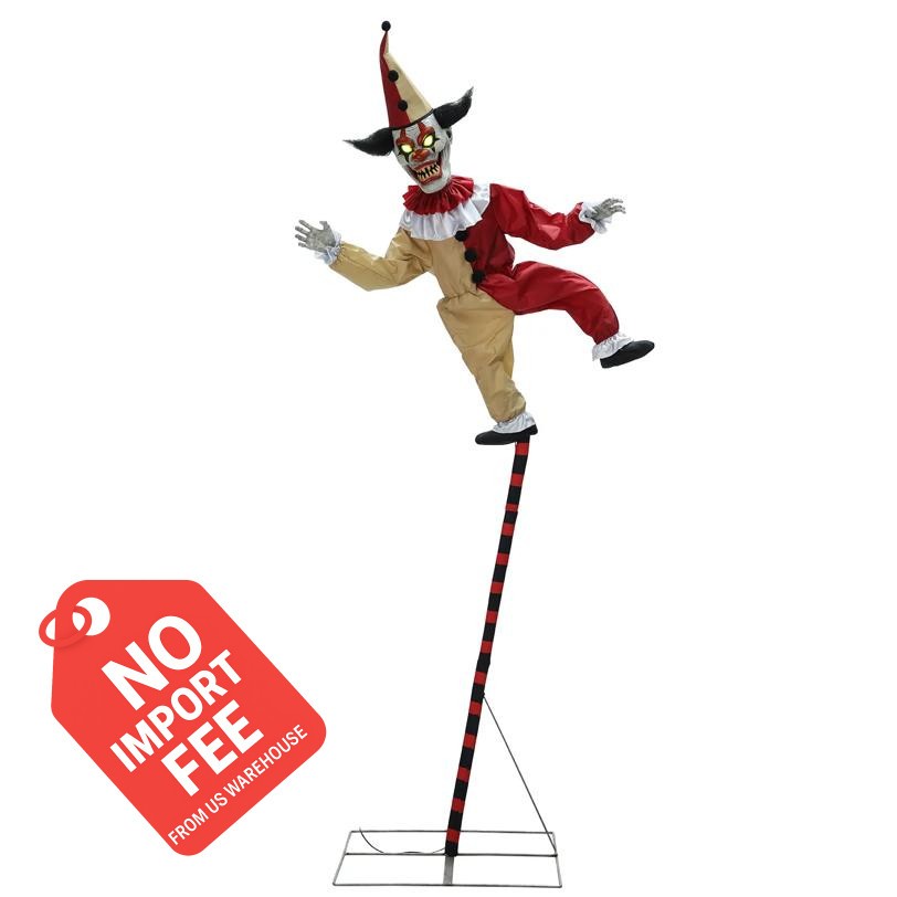 8 ft Sideshow Balancing Clown Animated Halloween Prop - Moving Jaw, Sounds