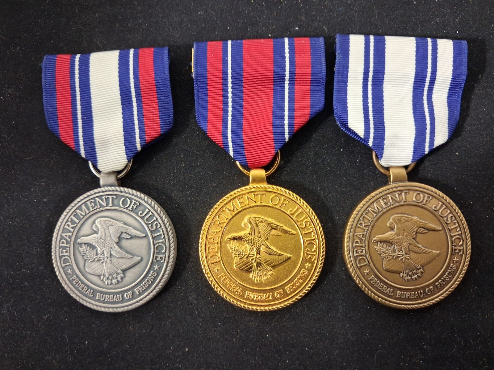 Department of Justice Medals - Federal Bureau of Prisons Gold Silver Bronze