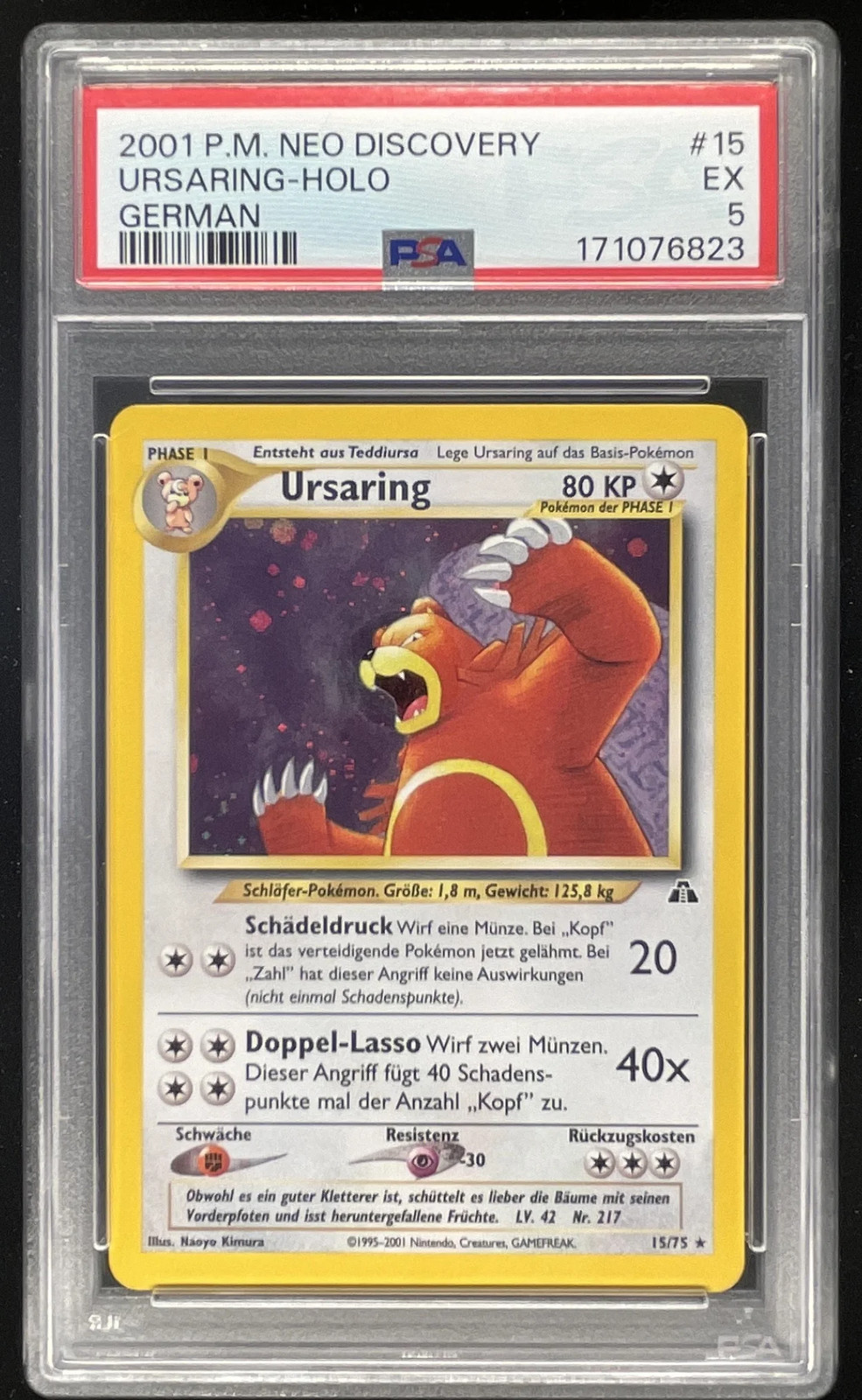 2001 Pokemon Neo Discovery 1st Edition #15/75 Ursaring Holo PSA 5