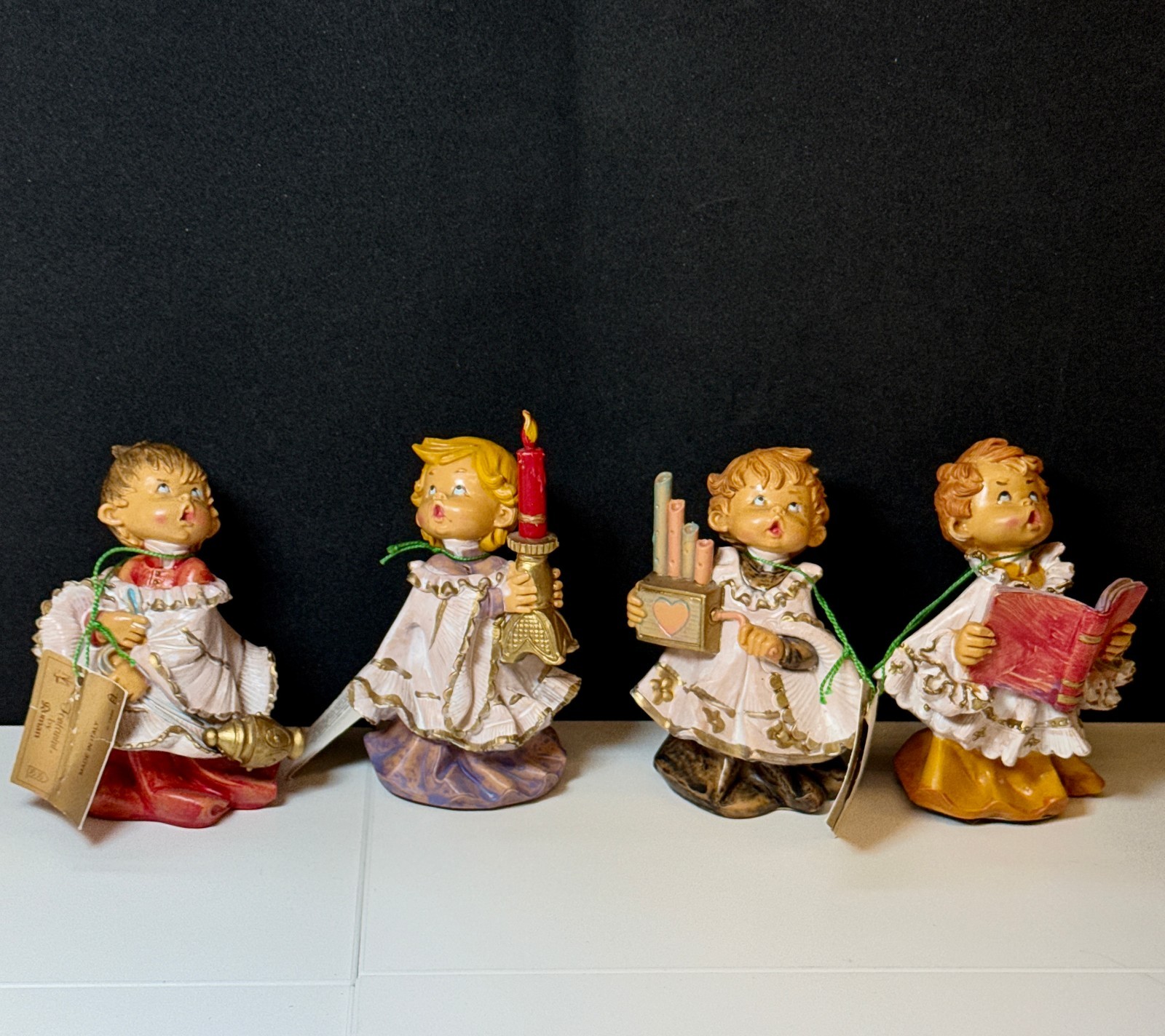 Vintage Christmas Fontanini Simonotti 4 Pc Choir Boys Italy 1987 With Tags