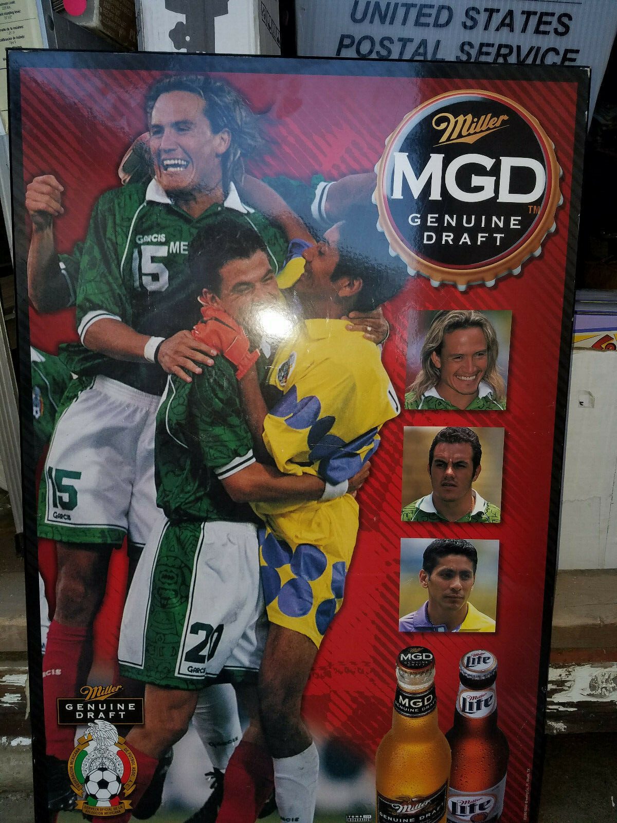 VINTAGE MILLER GENUINE DRAFT BEER SIGN PROMOTIONAL FIFA WORLD CUP MEXICO (RARE)
