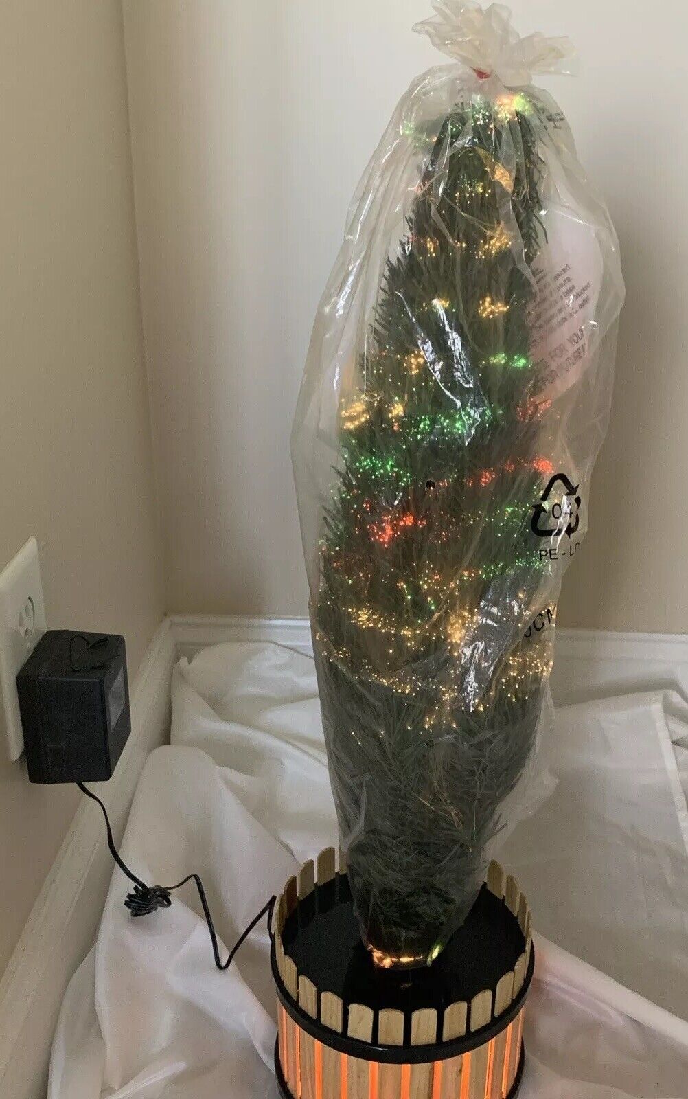 Vtg Kurt Adler Fiber Optic Christmas Tree 32 inch Color Changing In Original Box