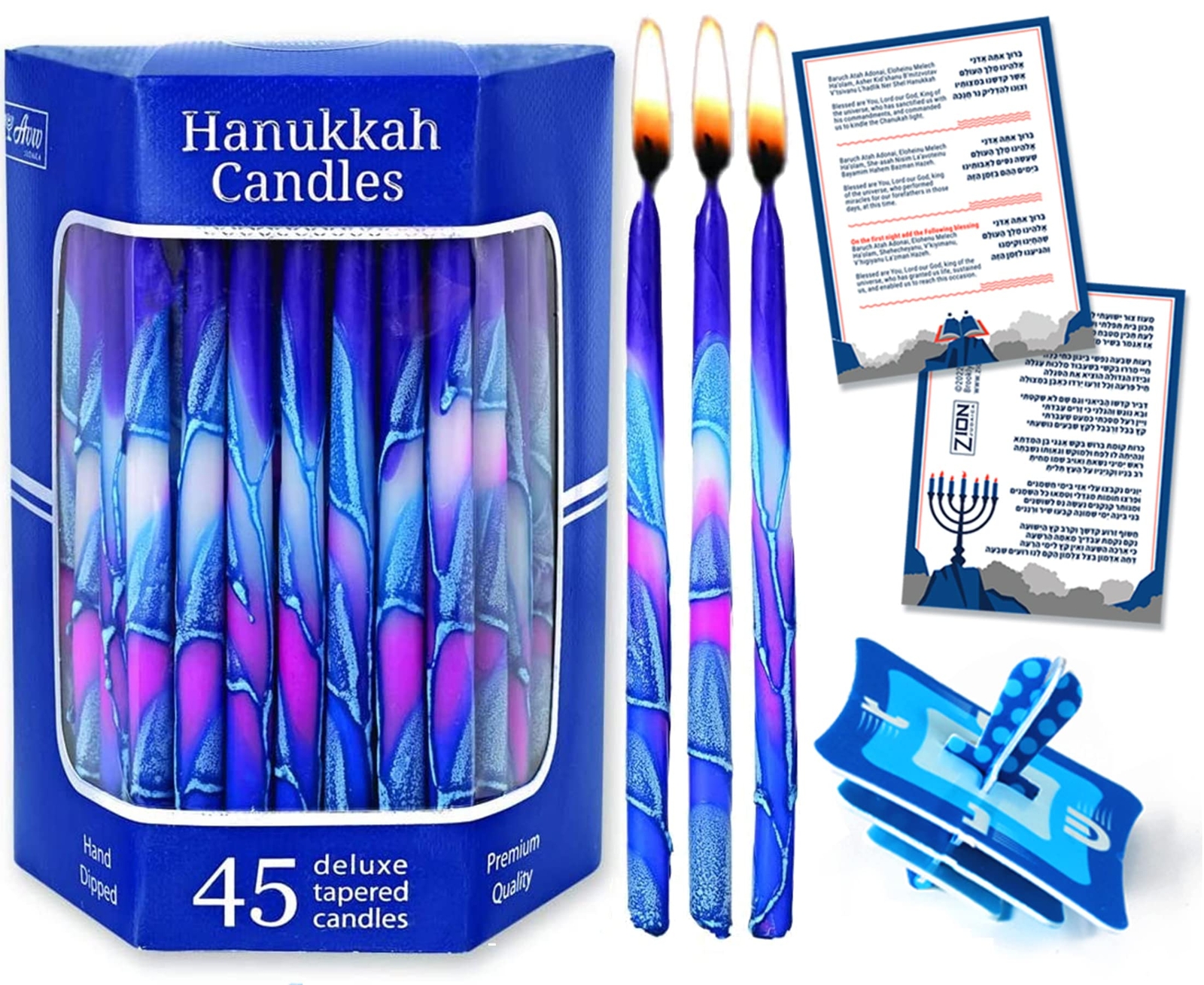 Premium Dripless Hanukkah Candles Thin Tapered Chanukah Candle Set Single Pack