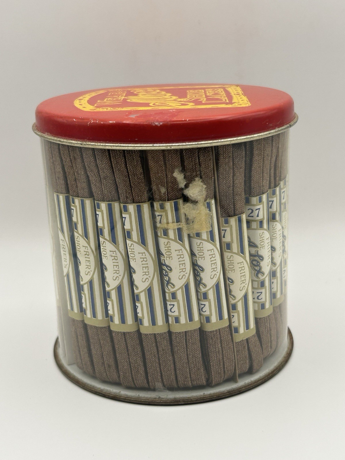 Vintage 1930s Frier’s A-Lox Shoe Laces Store Display Tin 48 NOS 27” Laces RARE