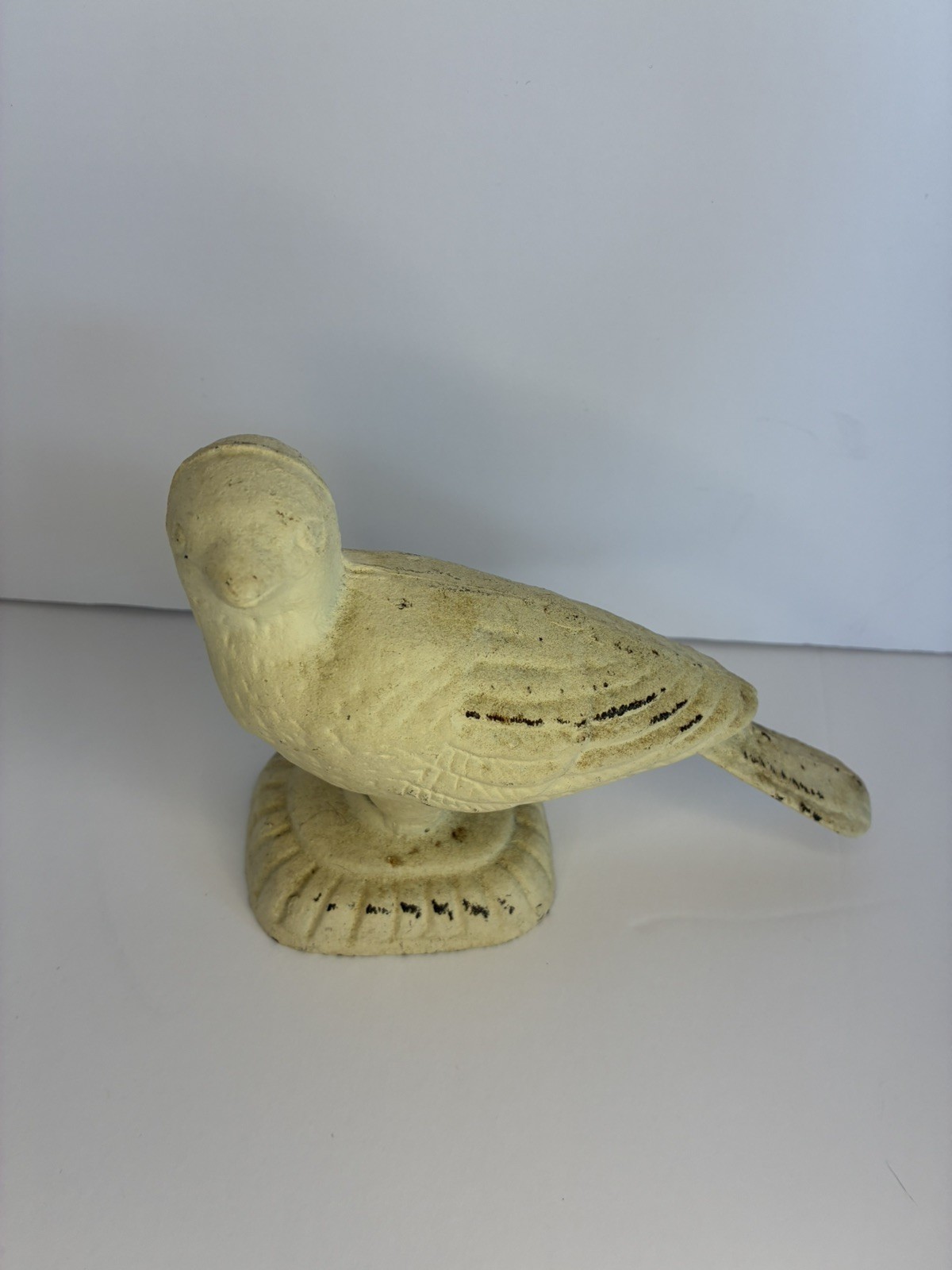 Cast Iron BIRD on Pedestal Vintage 4.5x7x2.25 Inches Heavy 1 lb 10 oz Patina
