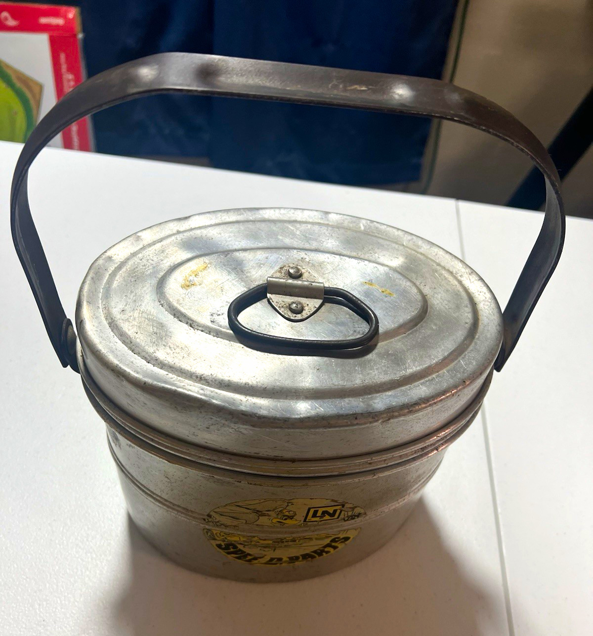 Vintage Authentic Leese Aluminum Co Mine Lunch Bucket Pail Kewaunee WI MINE USED