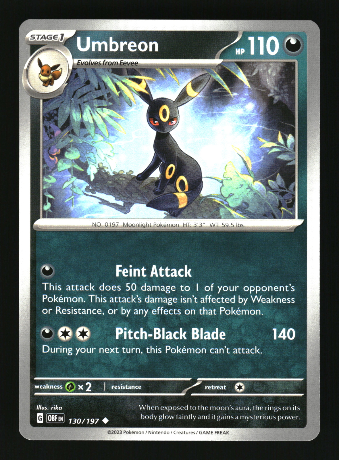 Umbreon #130/197 SV03: Obsidian Flames Uncommon - NM
