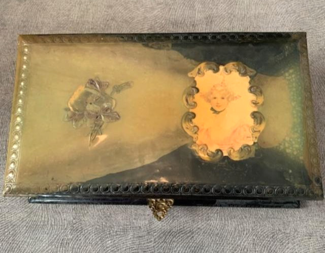 Vintage Celluloid Lid Box with Manicure Set