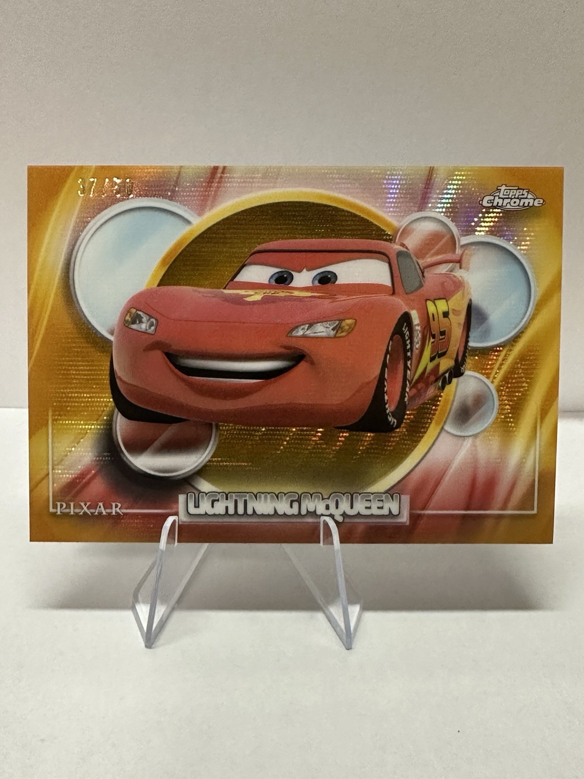 💎 2026 Topps Chrome Disney Lightning McQueen Gold Wave /50 SSP Cars Movie #20 