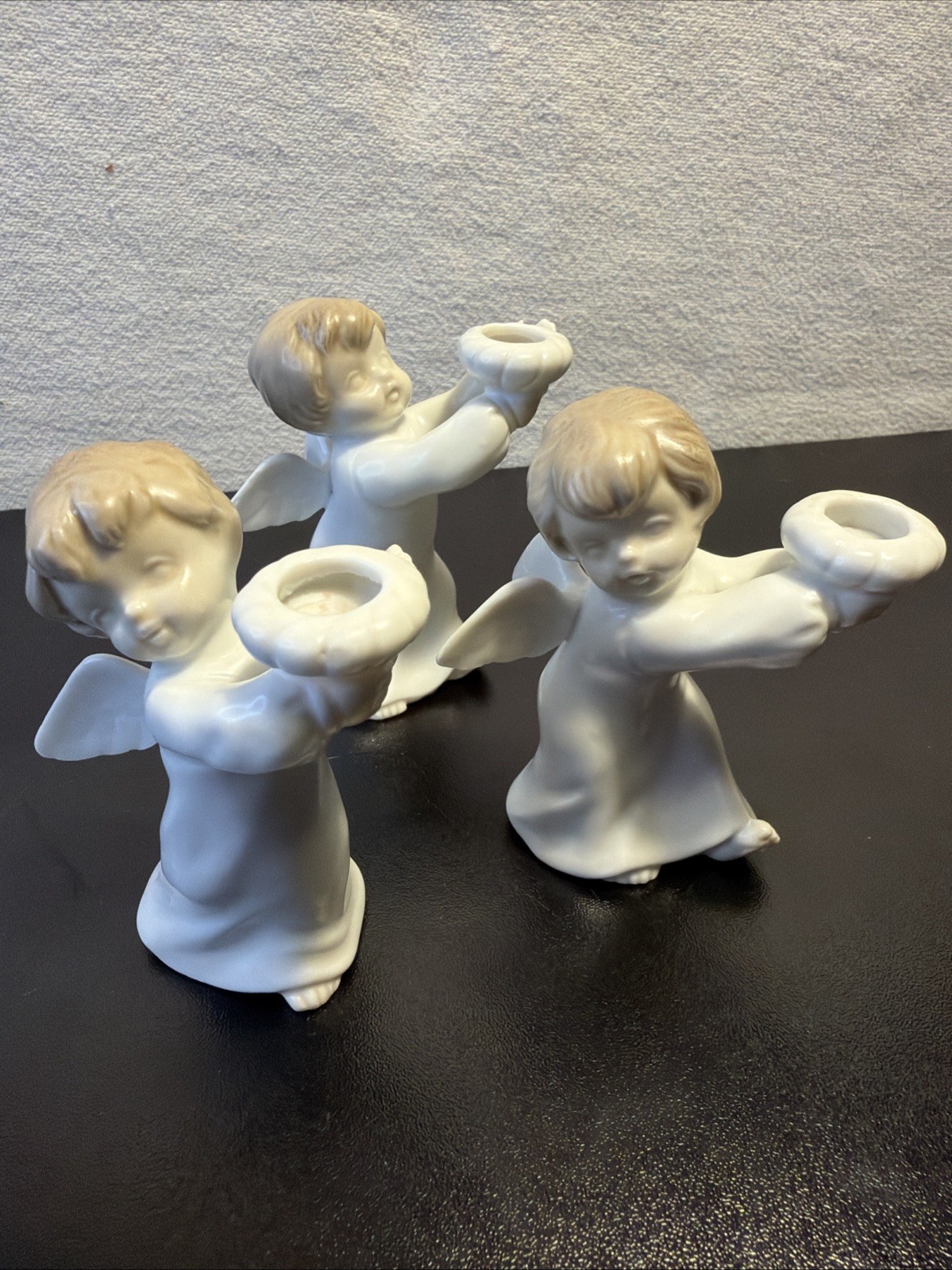 Vintage 1981 Fitz and Floyd Porcelain Angel Candle Holder Trio Choir Japan