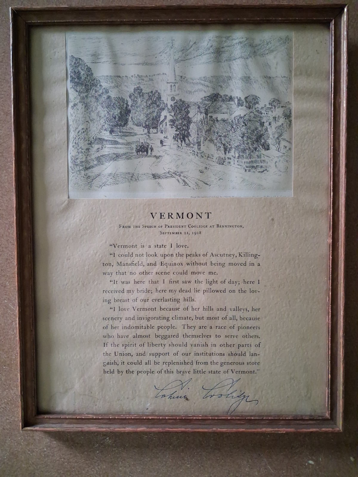 President Calvin Coolidge Framed 1928 CHRISTMAS Speech \