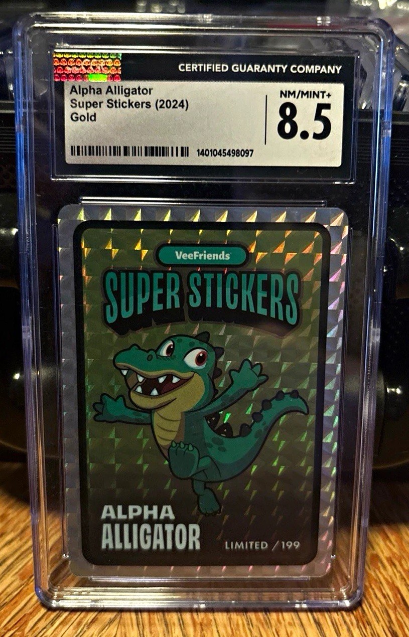 VeeFriends Alpha Alligator 2024 Super Stickers GOLD Holo CGC 8.5 NM Limited/ 199