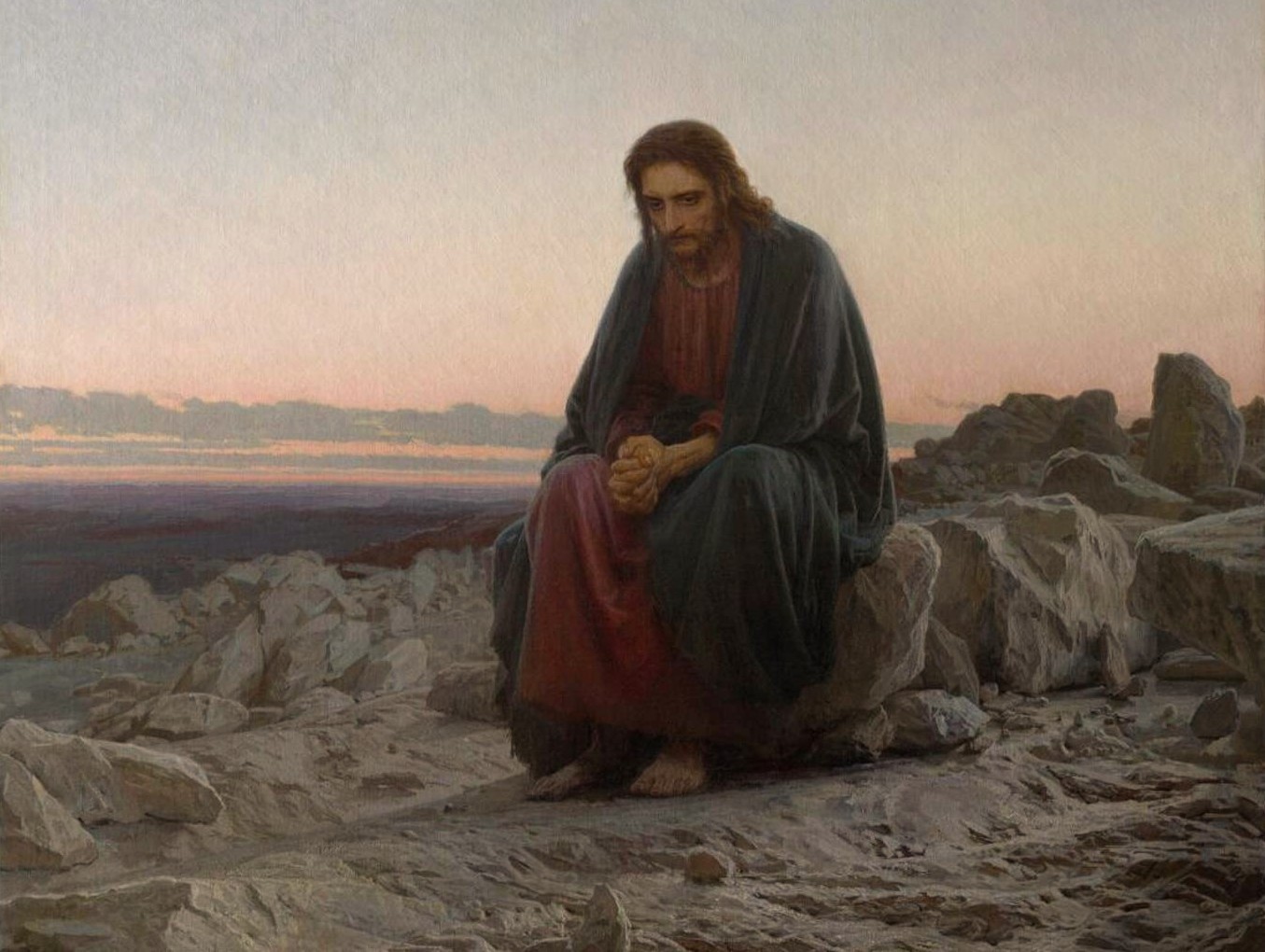 The Savior Jesus Christ in the Desert - Ivan Kramskoi 30x39cm 12”x15