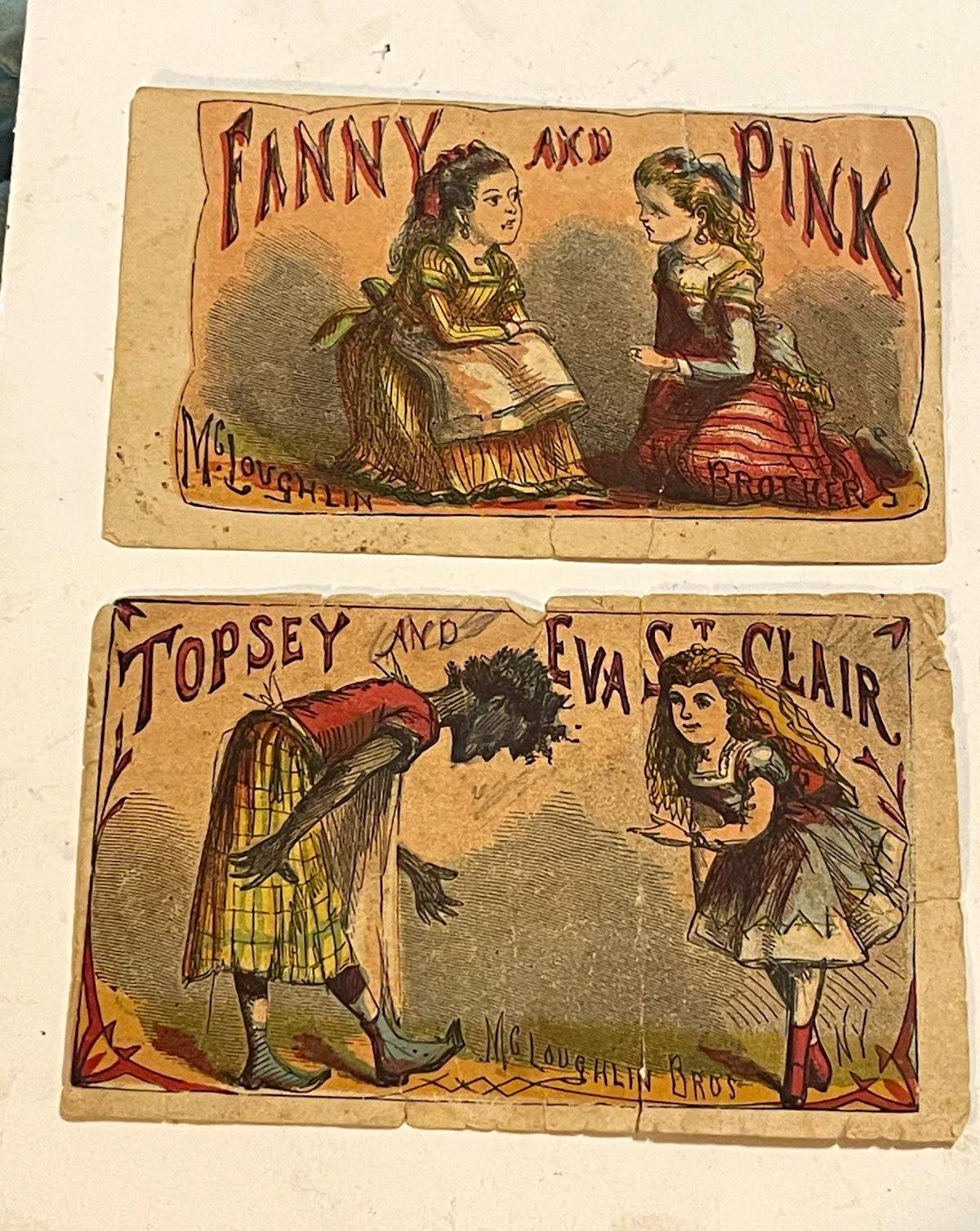 McLoughlin Bros Victorian Trade Card Lot: Fanny & Pink, Topsy & Eva St Clair