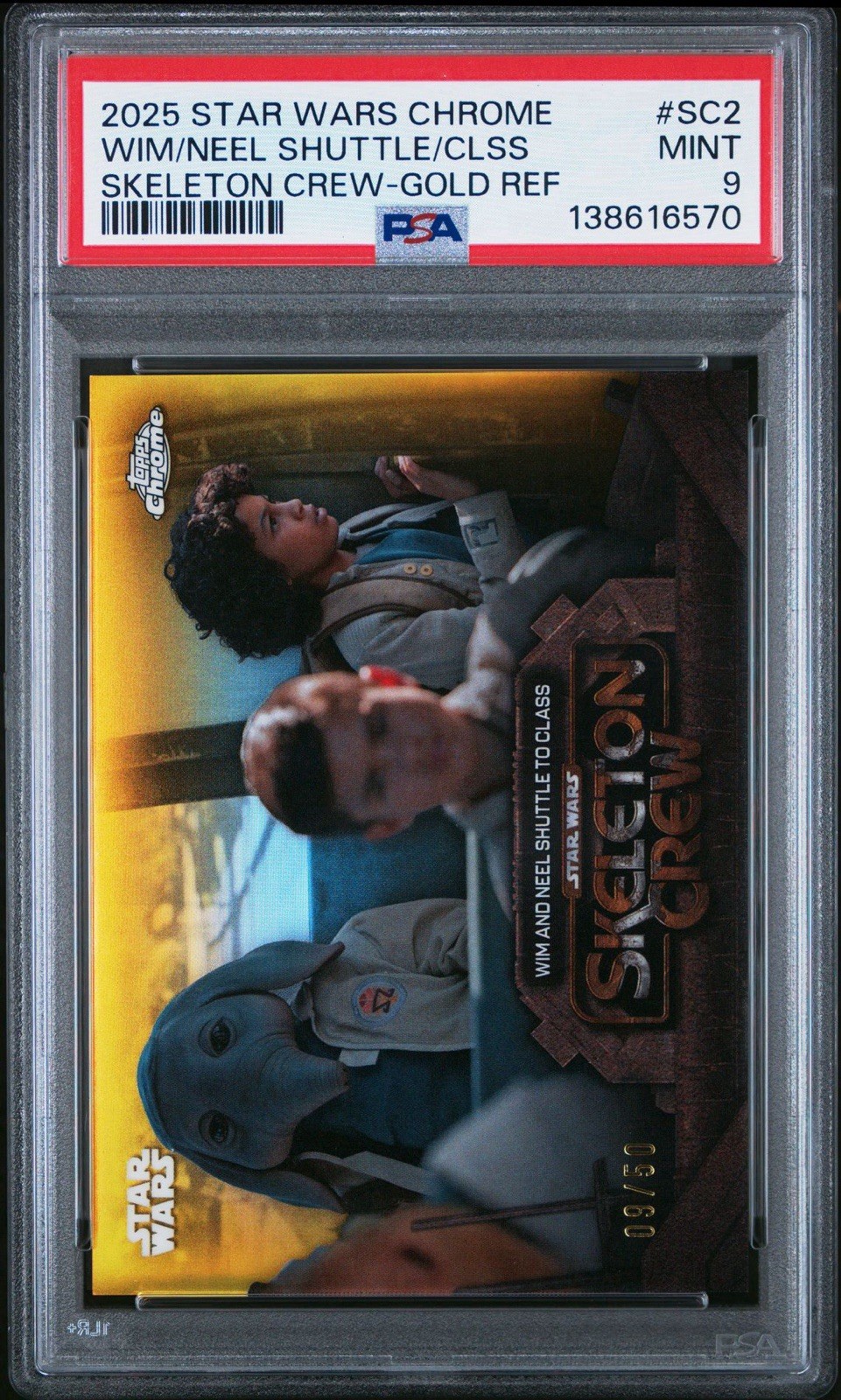 2025 Topps Chrome Star Wars Skeleton Crew Gold Refractor /50 PSA 9 POP 1 SC2
