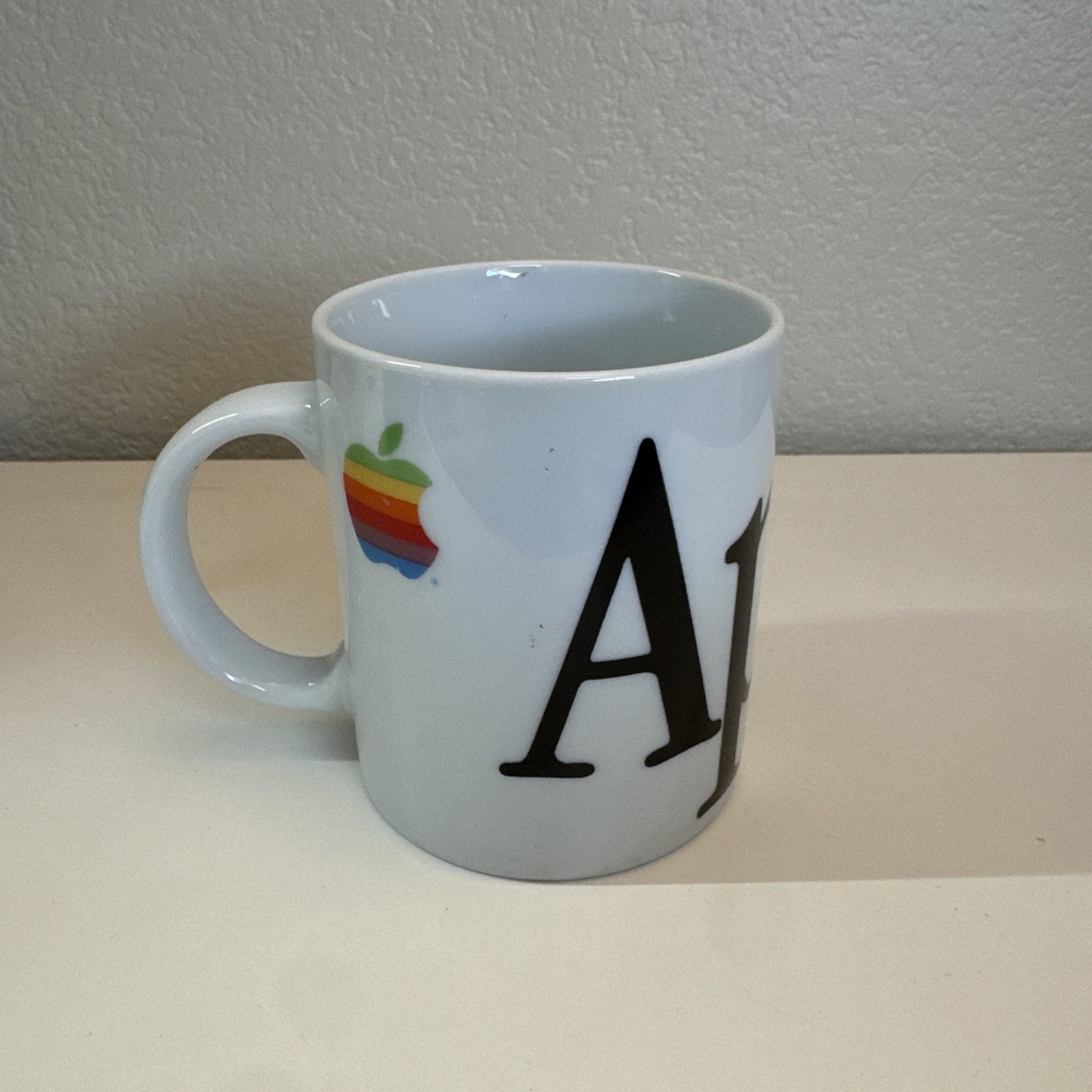 Vintage Apple Computer Coffee Mug  Rainbow Apple Logo & Wrap Around Letters