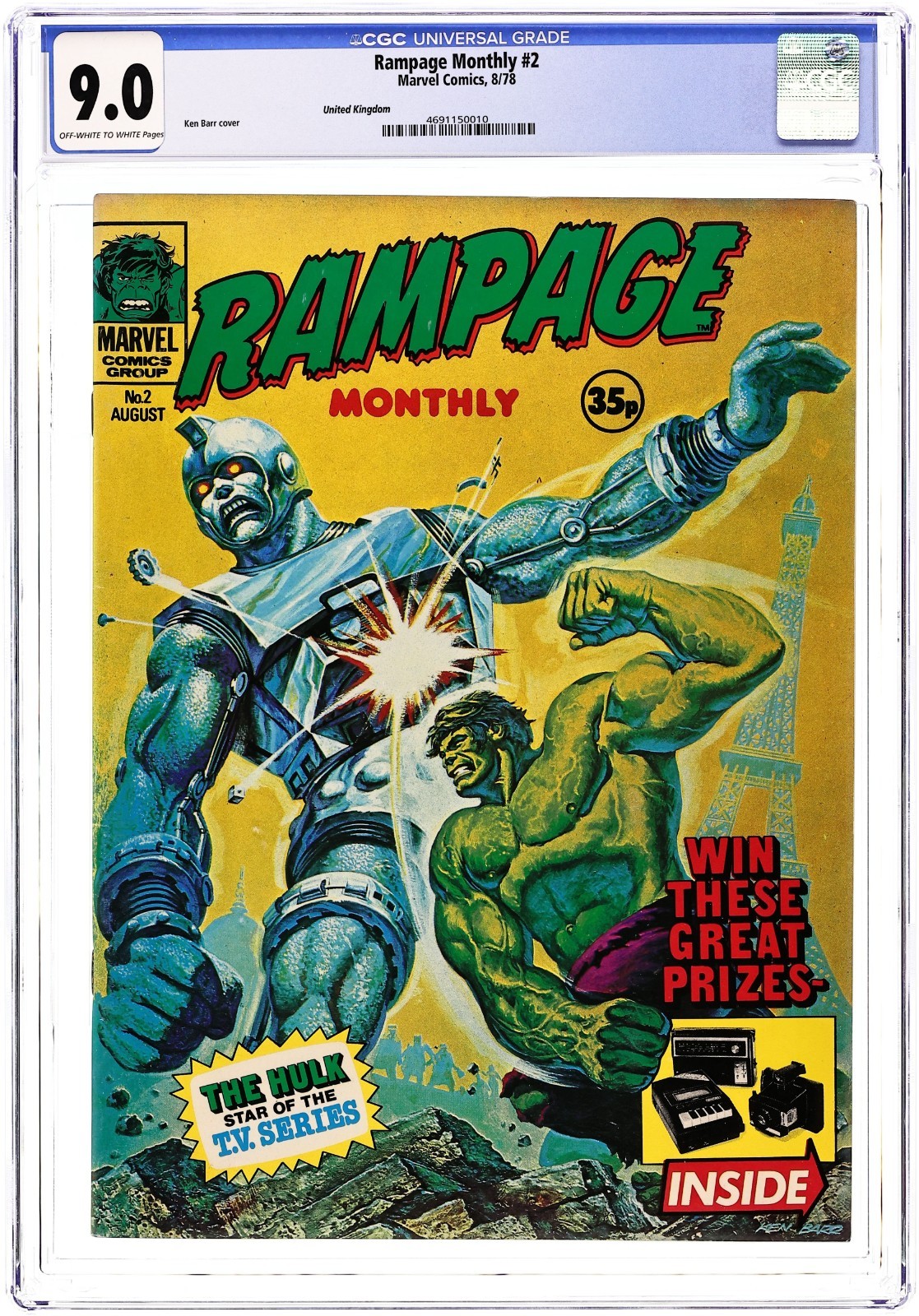 Rampage Monthly Magazine #2 Rampaging Hulk - 1978 - CGC 9.0 - Ken Barr