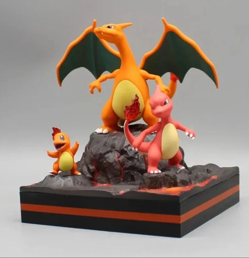 Incredible Trio Perfect Charizard & Charmander Pokemon Statue Figure Model