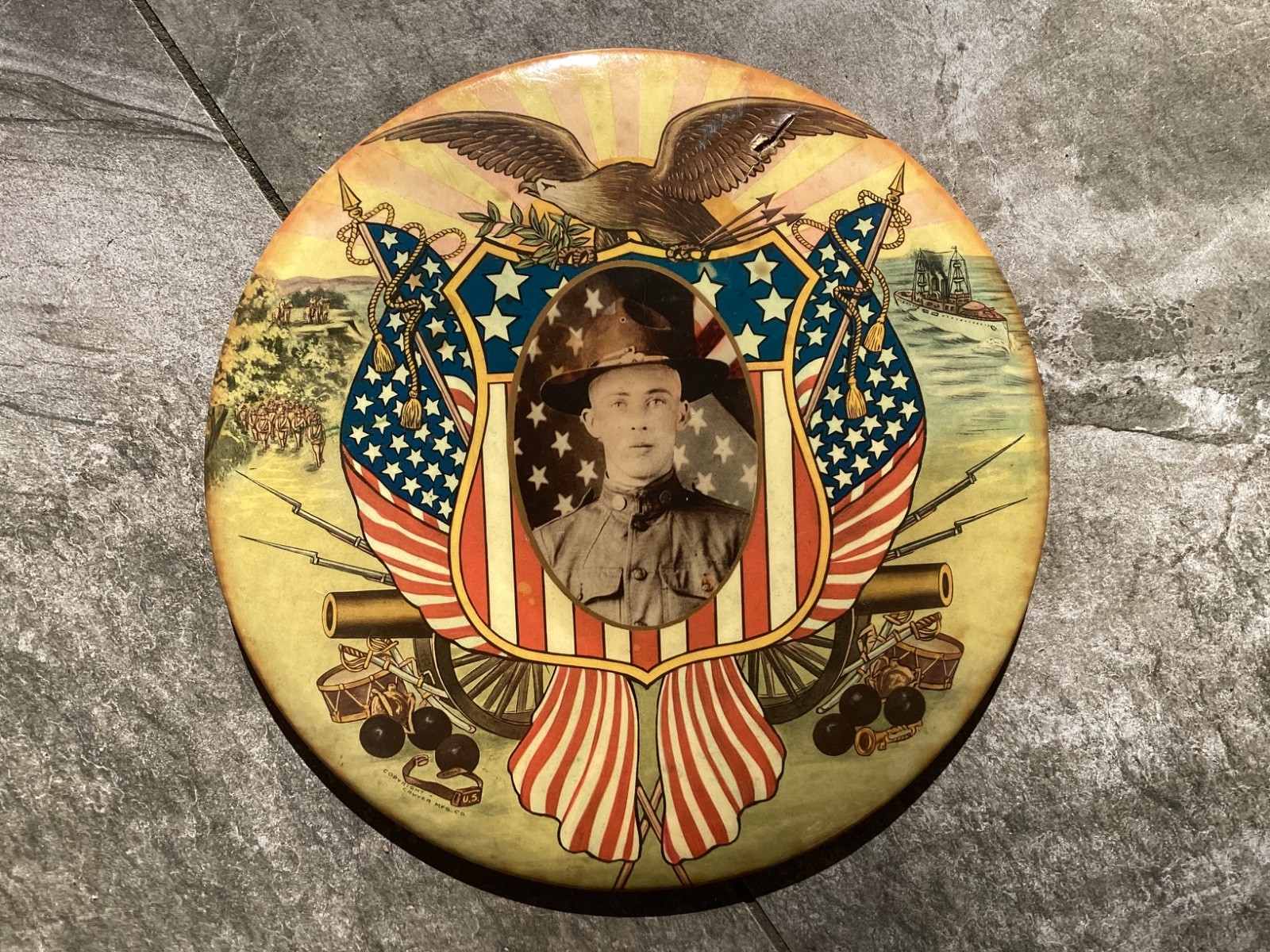 Antique WWI Patriotic Soldier Portrait 9\