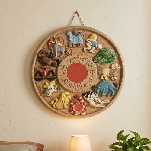 1960s/1970s Vintage Mid-Century Modern Zodiac Carved Wall Plaque Astrology 22”