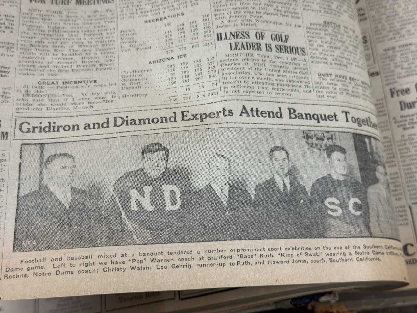 1927 Arizona Daily Star Newspapers OCT-DEC Bound, State Library Sports, ADs