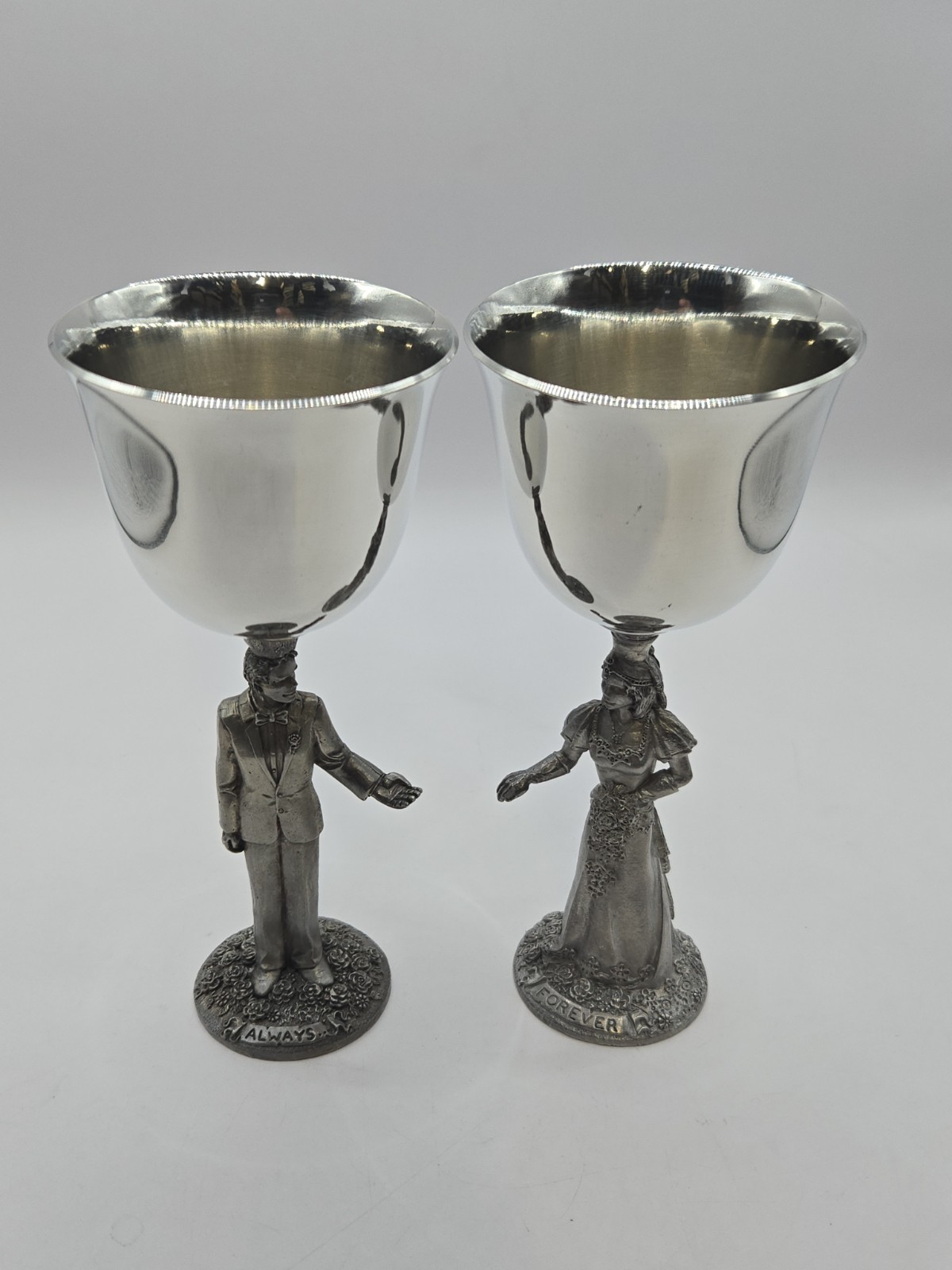 Vintage 1998 Gallo Pewter Goblets Bride \