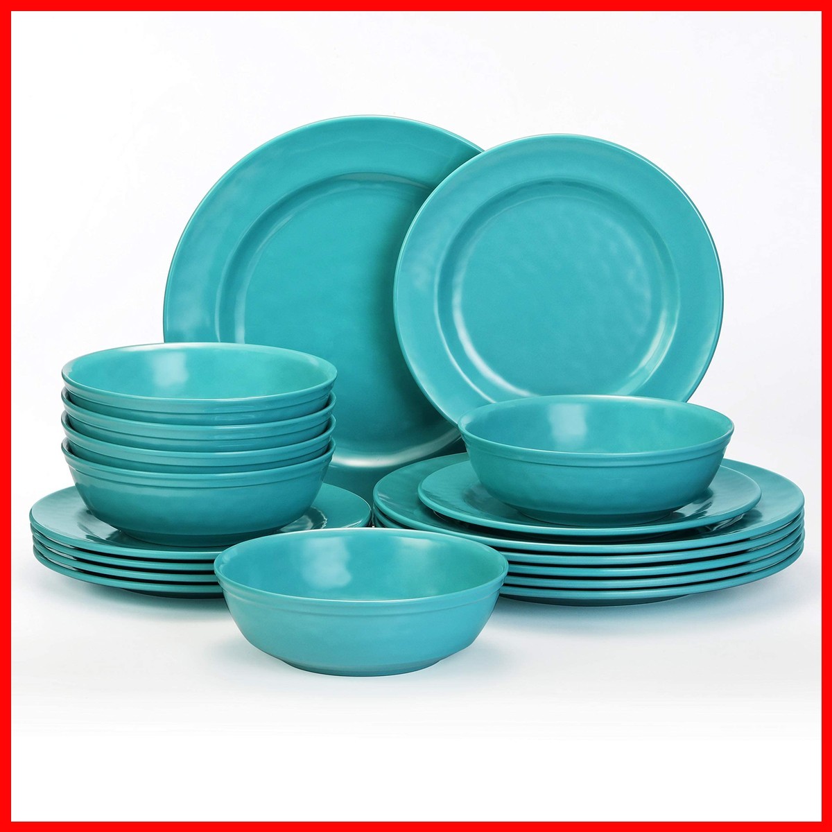 Tp 18-Piece Dinnerware Set Melamine Dishes Set Bowls And Plates Service For 6