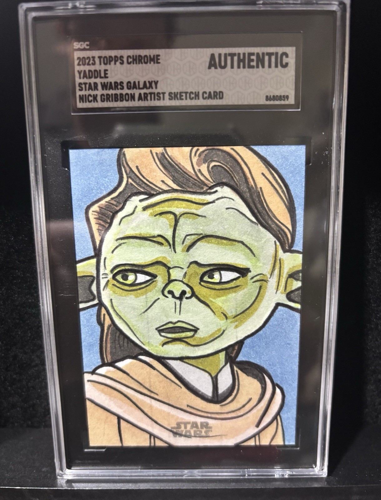 2023 Topps Star Wars Galaxy Chrome Yaddle Sketch Auto Nick Gribbon SGC Auth