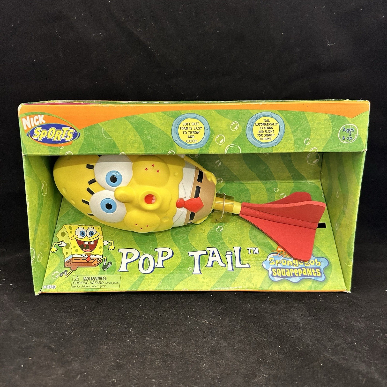 Vintage SpongeBob SquarePants Pop Tail 2002 Nick Sports Rare Item NEW IN BOX
