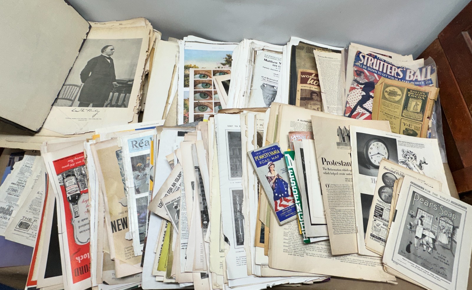 26lb HUGE Lot of Vintage Antique Paper Ephemera Advertising Junk Journals  #P6