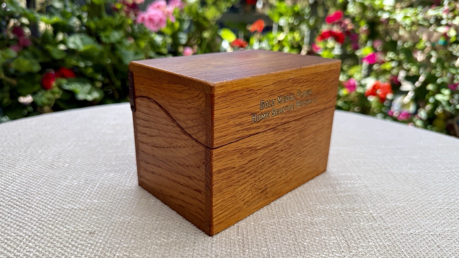 Antique 1920s Gold Medal Flour Betty Crocker Kitchen-Tested Wood Recipe Box