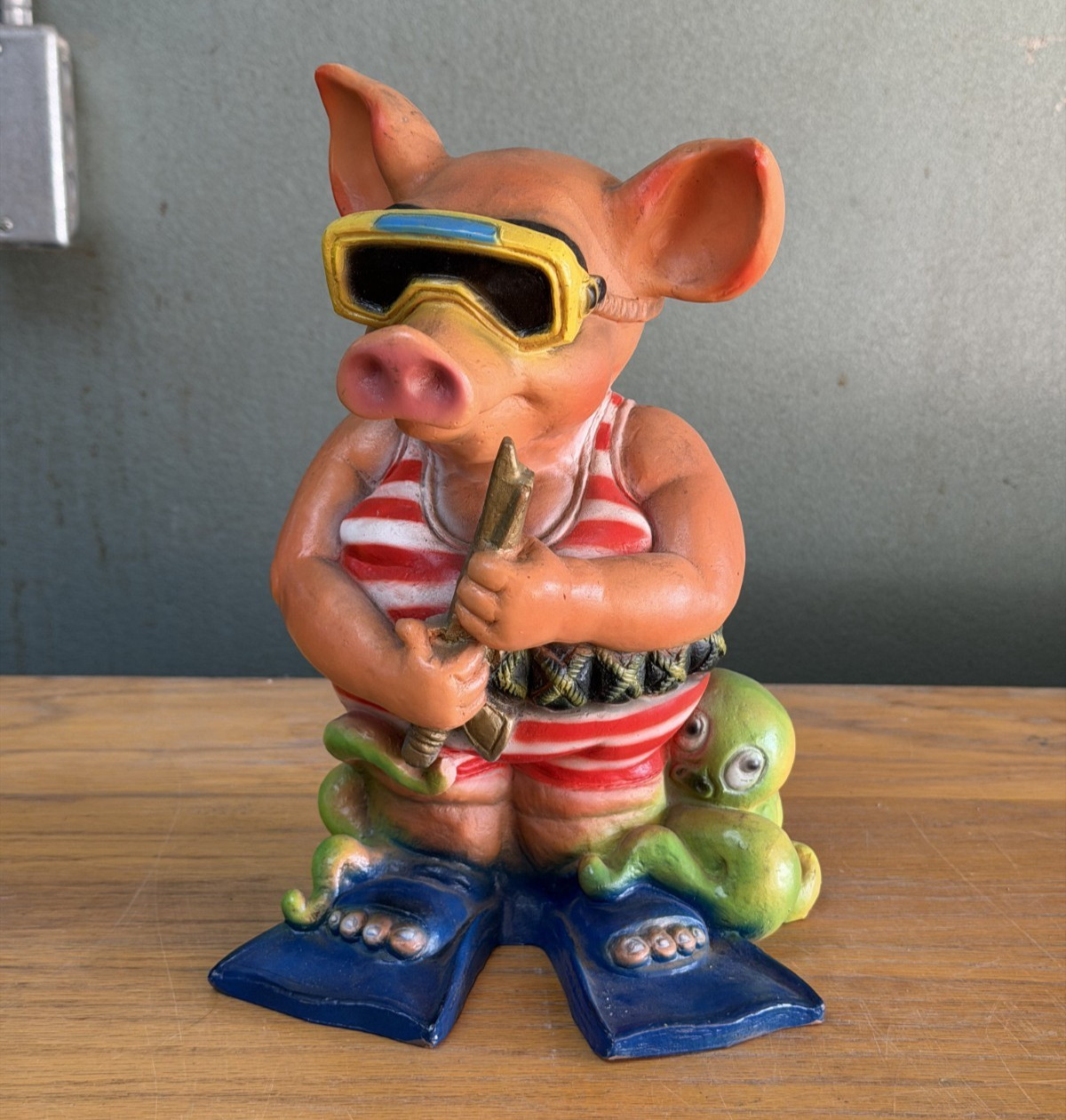 Vintage Piggy Bank Made in Germany Pig Wearing Swimsuit