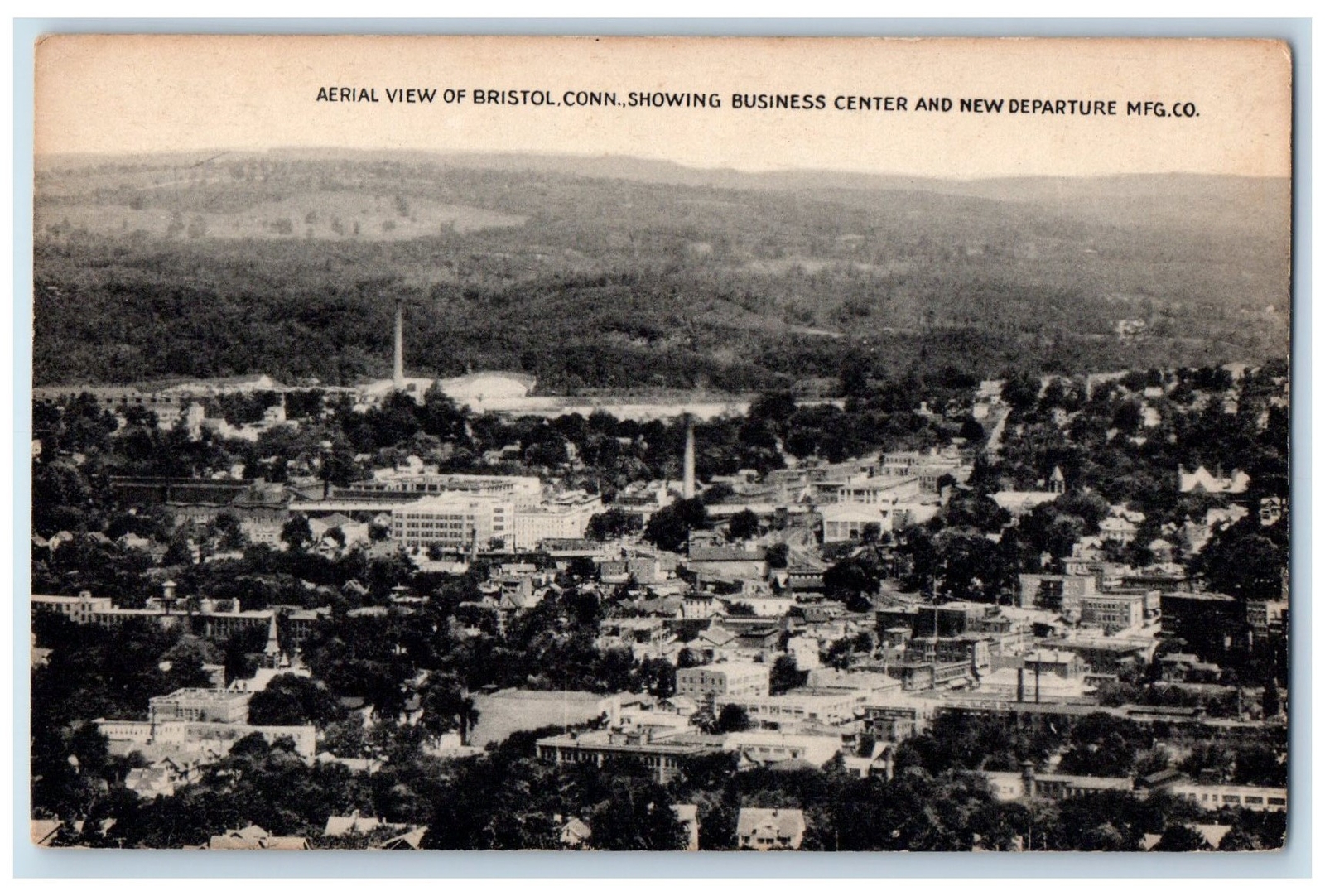 c1950\'s Aerial View Business Center New Departure MFG. Co. Bristol CT Postcard