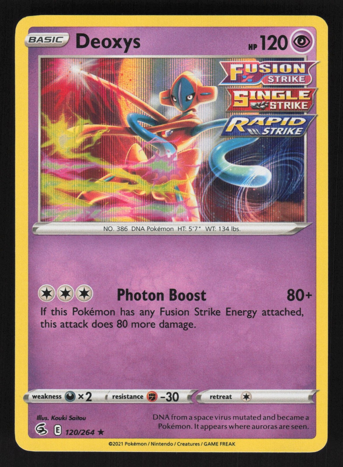 English NM Deoxys 120/264 SWSH08 Holofoil Pokemon SWSH08: Fusion Strike English NM Deoxys 120/264 SWSH08 Holofoil Pokemon SWSH08: Fusion Strike