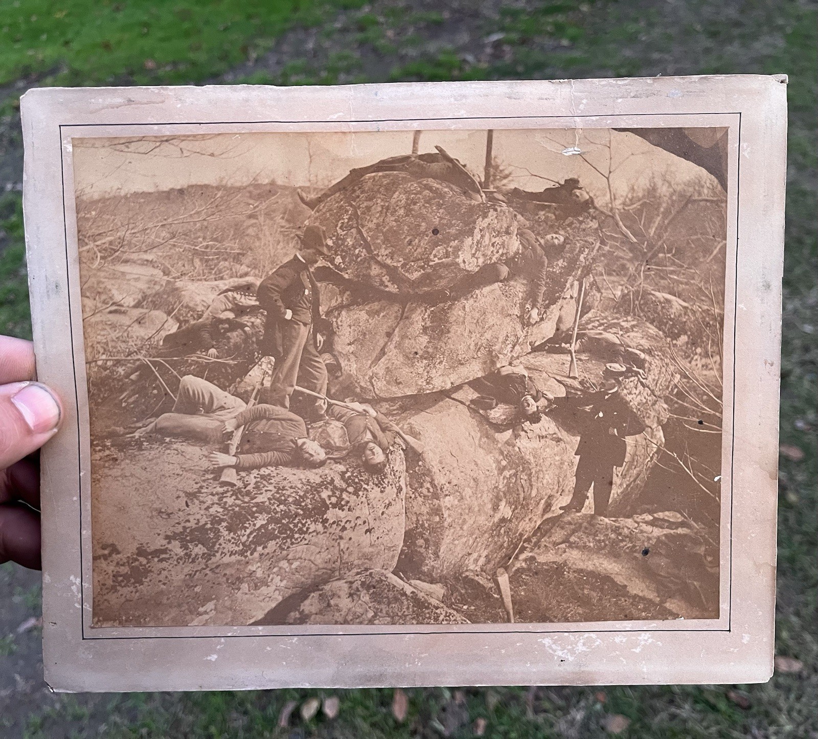 Antique 1860s Devils Den Gettysburg Battlefield Photo Civil War