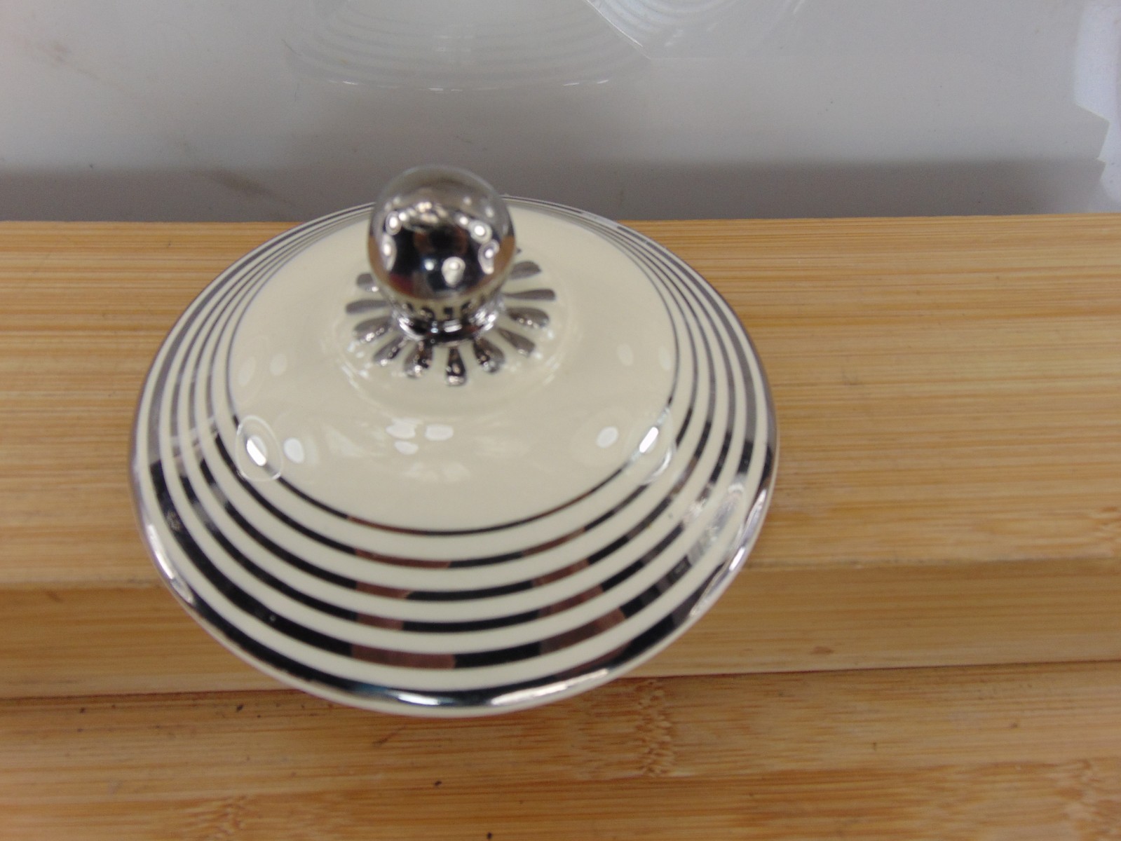 Vintage 1948 Taylor Smith Taylor USA Platinum Rings Sugar Bowl Lid  MINT COND