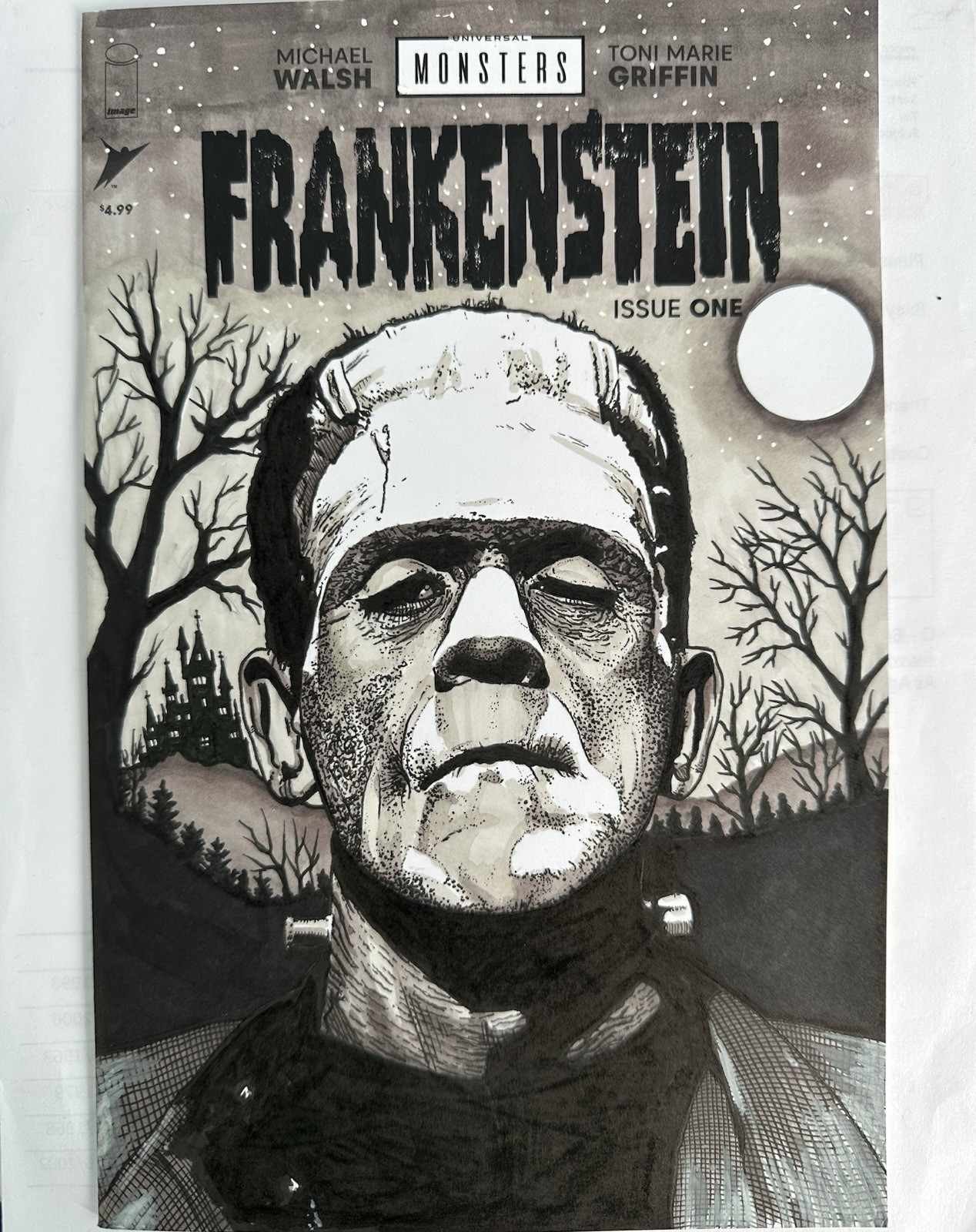 Universal Monsters Frankenstein #1 Comic Book Cover Sketch Variant Dave Ryan Art