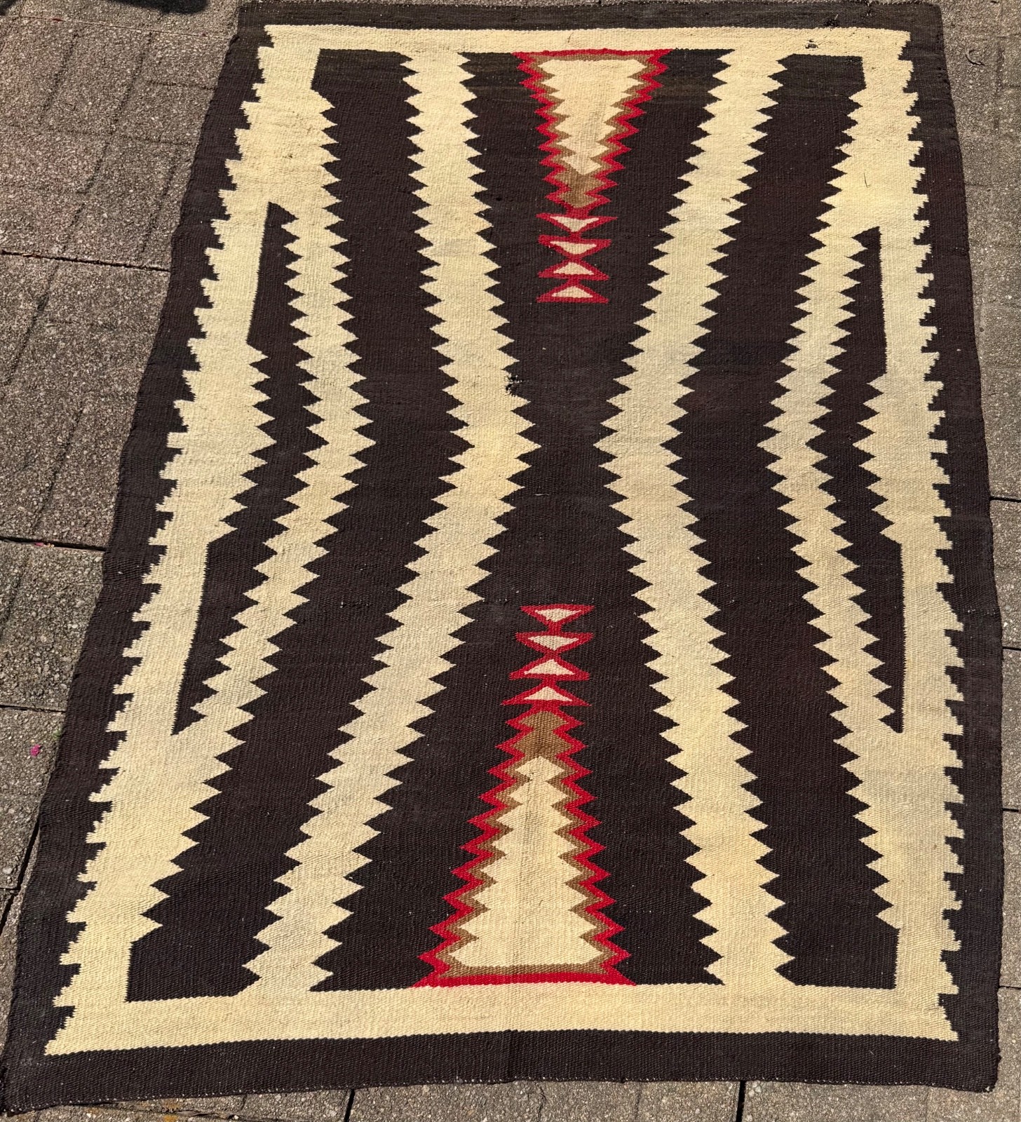 Vtg Antique NAVAJO EYE DAZZLER  Rug Blanket 100% Wool Handmade Textile Art