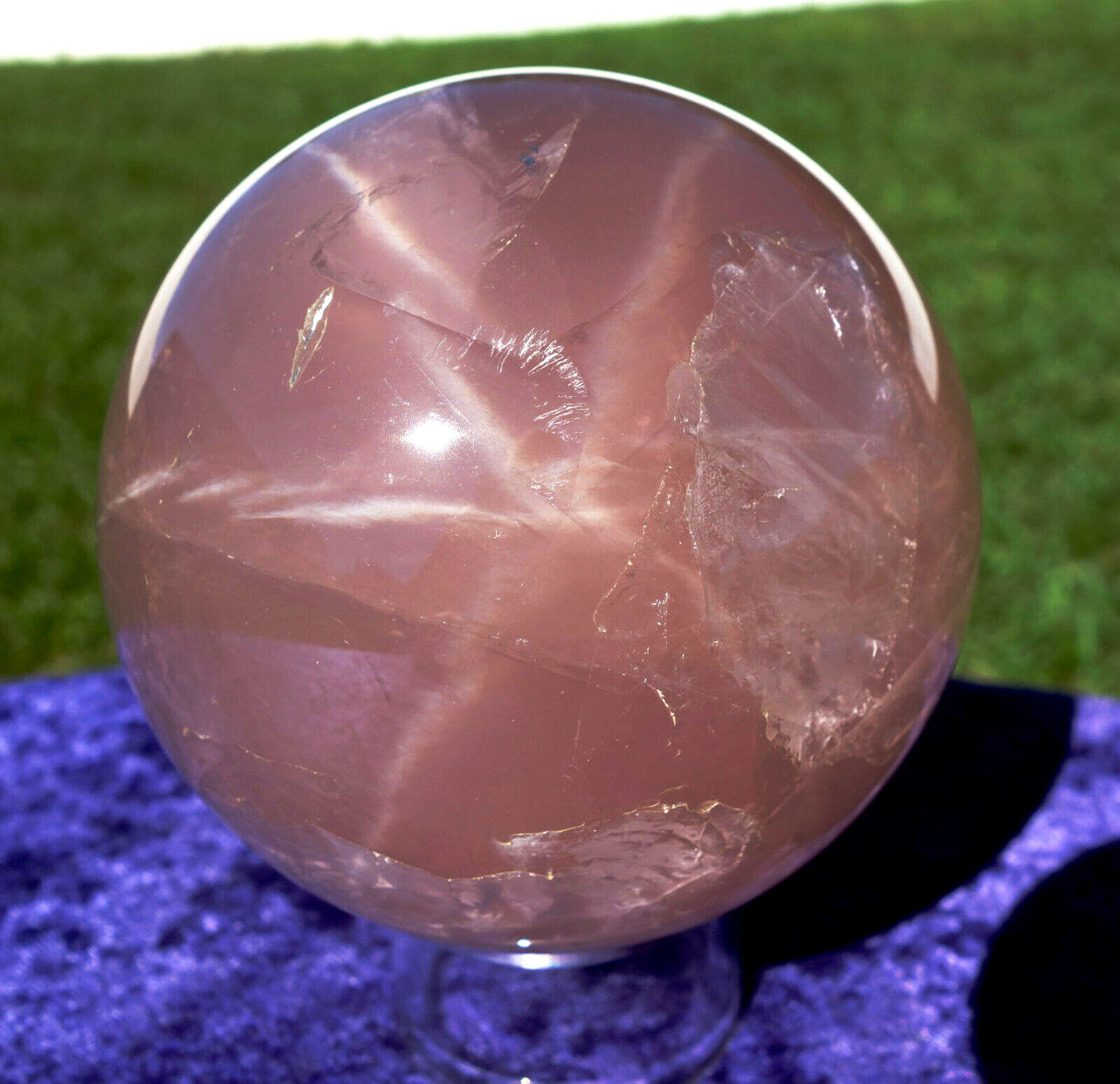 Gorgeous PINK STAR ROSE Quartz Crystal Sphere Ball DEEP Fantastic COLOR For Sale