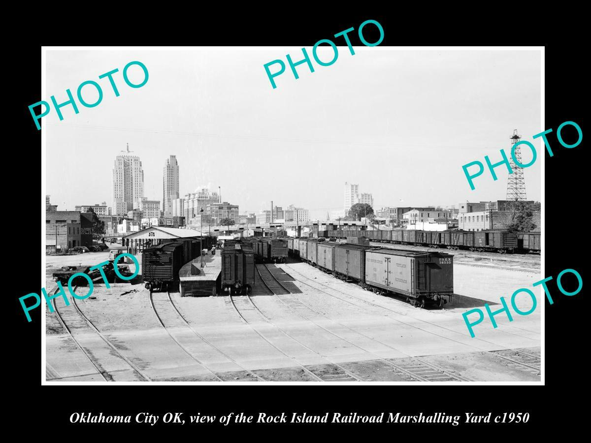 OLD 8x6 HISTORIC PHOTO OKLAHOMA CITY OK USA ROCK ISLAND RAILROAD YARD c1950