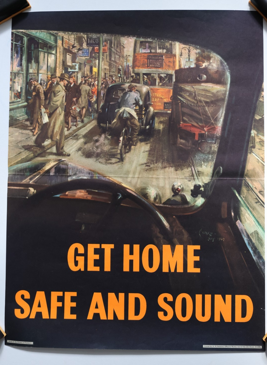 Original 1947 Terence Cuneo Road Safety Poster Ministry of Transport Crown Size