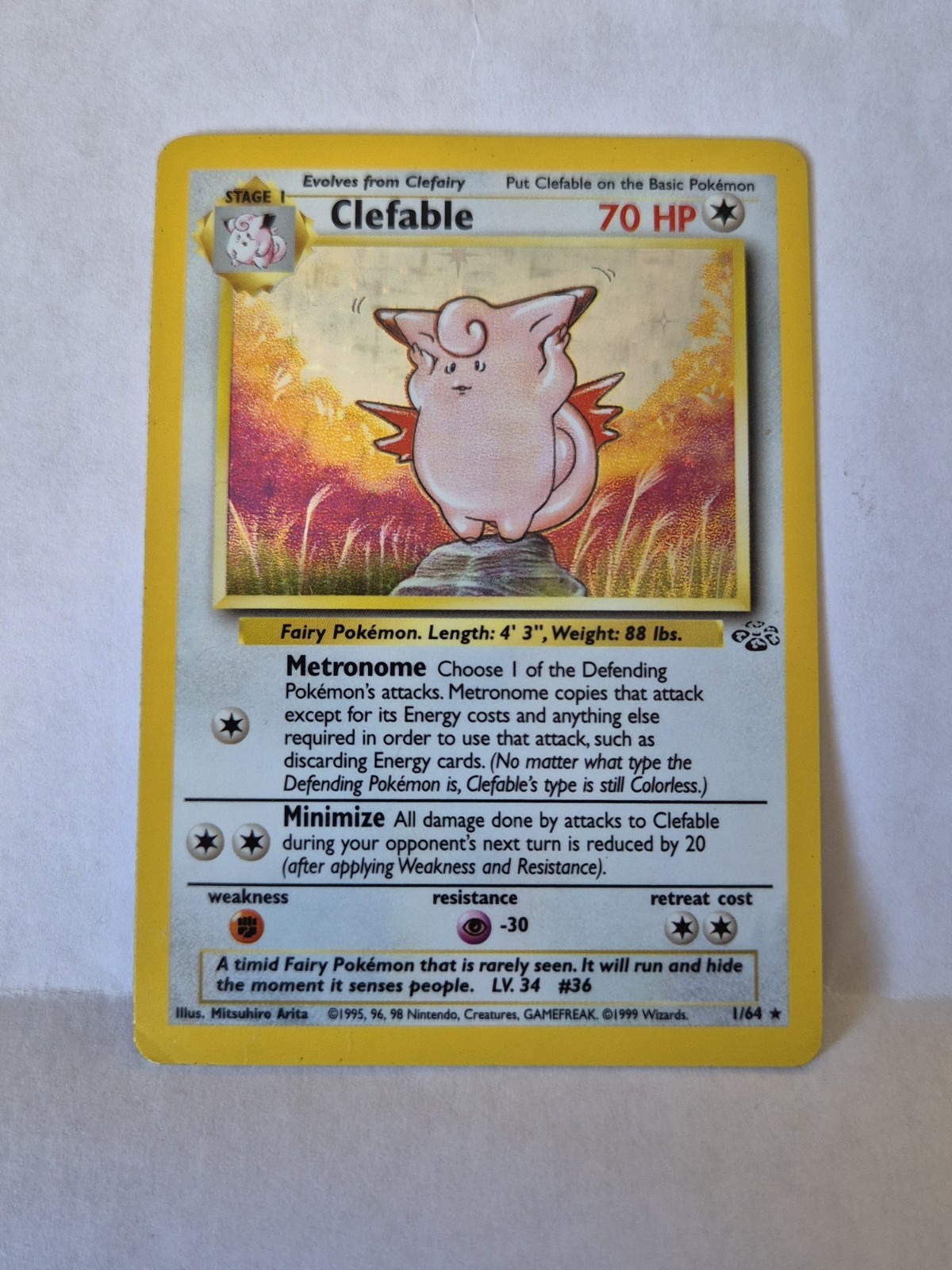 Pokemon TCG Holo Clefable Jungle Set 01/64