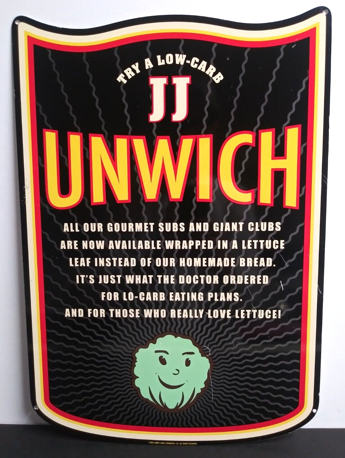 Authentic Jimmy Johns Low Carb Unwich Gourmet Subs Tin Sign 18\