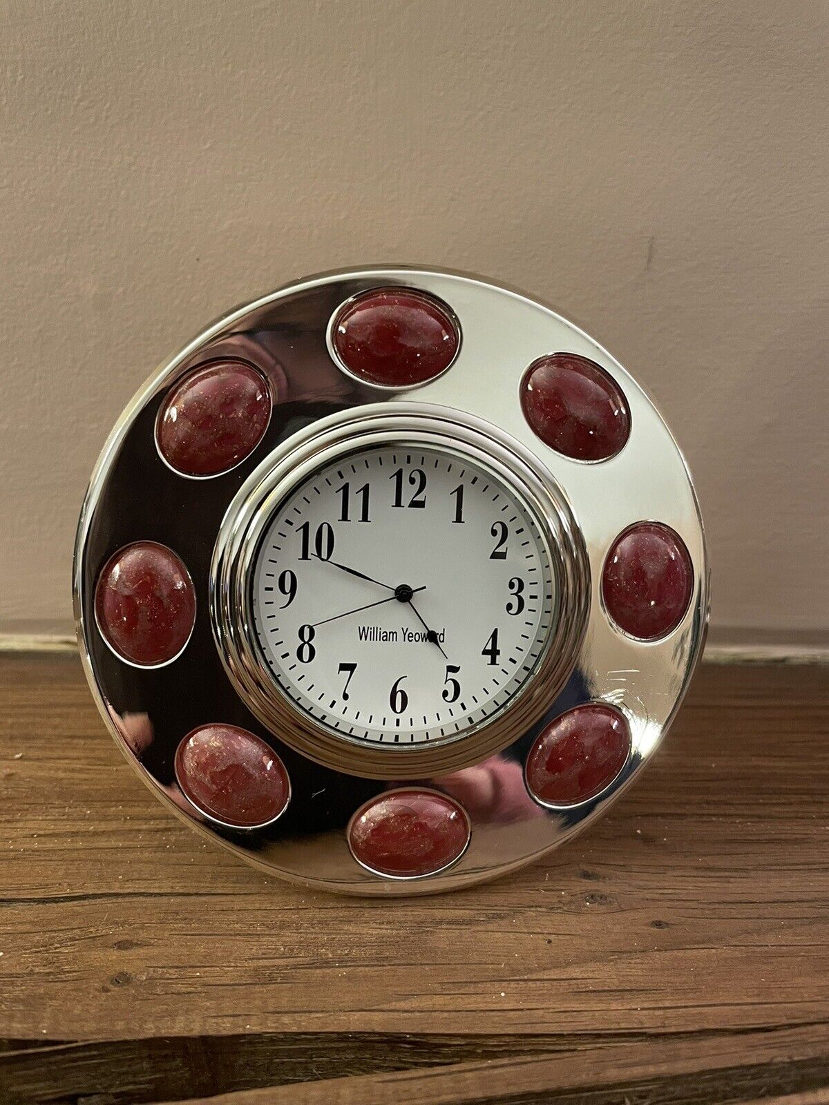 William Yeoward Clock With Red Stones In Silver RRP £175