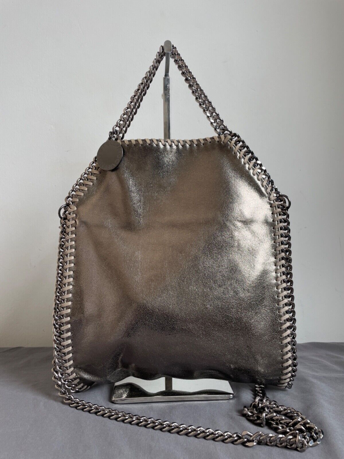 STELLA MCCARTNEY Grey/Beige Metallic Faux Falabella Tote Bag