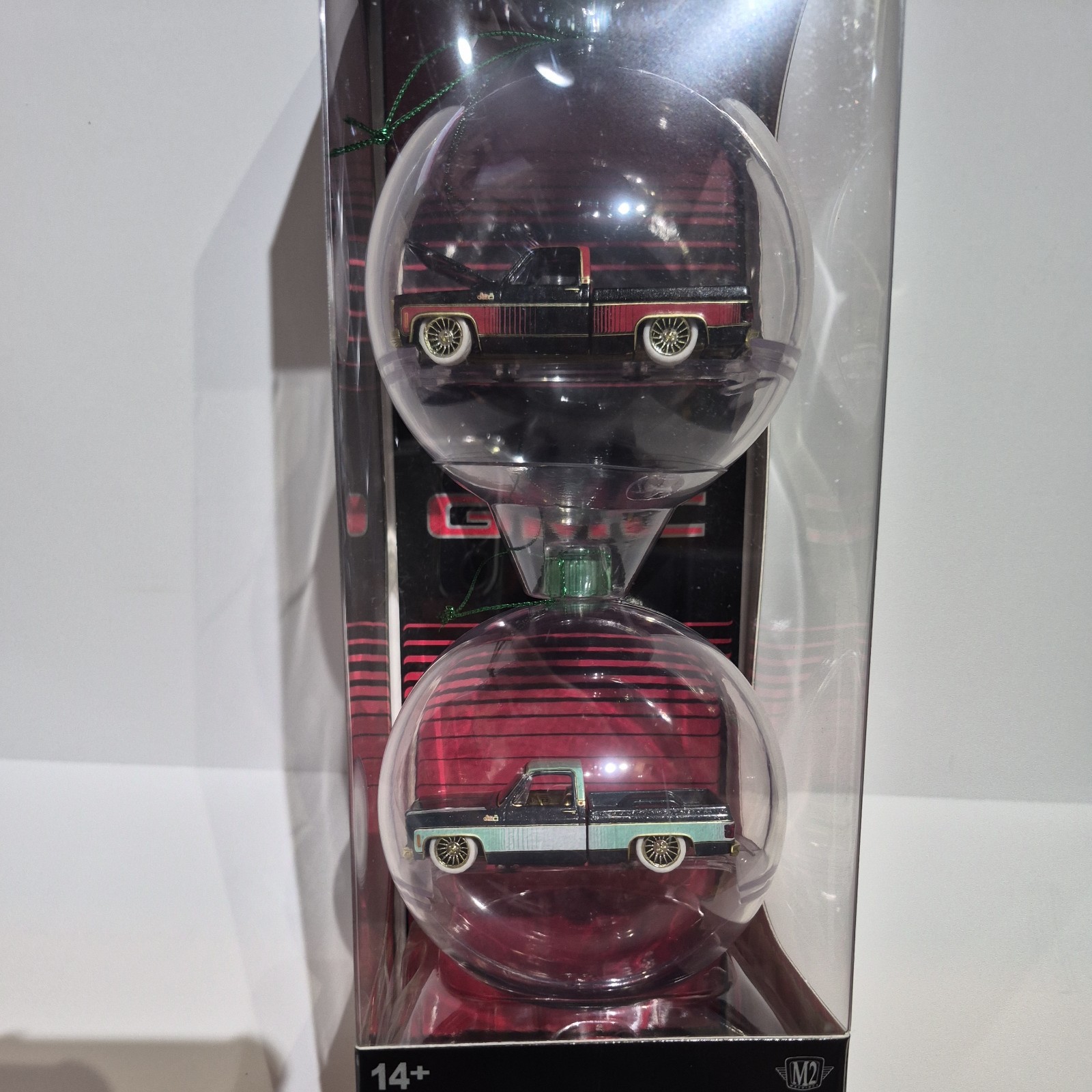 M2 Machines Gmc Sierra Grande 15 Clear Ball Ornament Set 2 Boxed CHASE